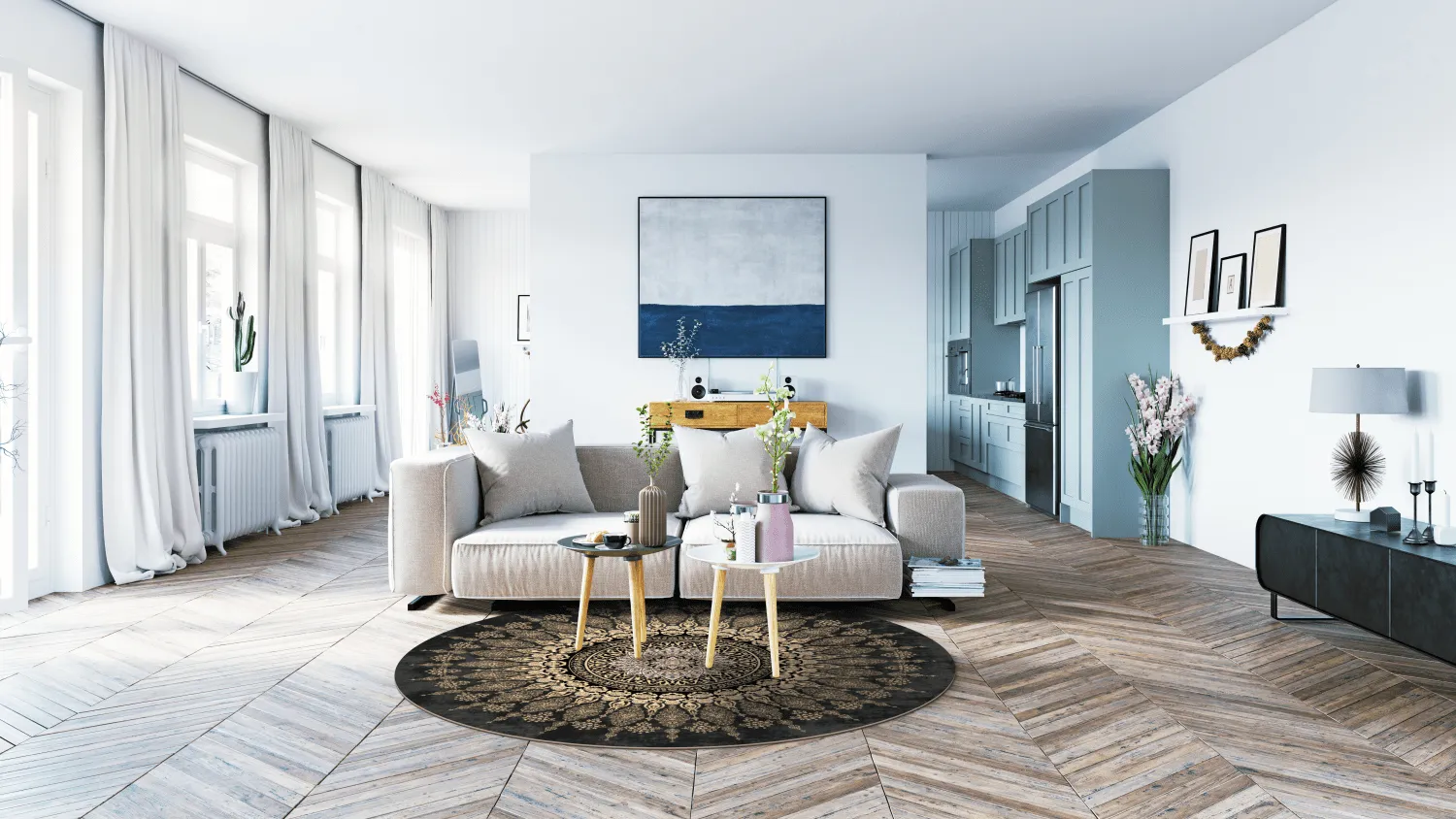 Rond vloerkleed - Sandrigo (zwart/goud)