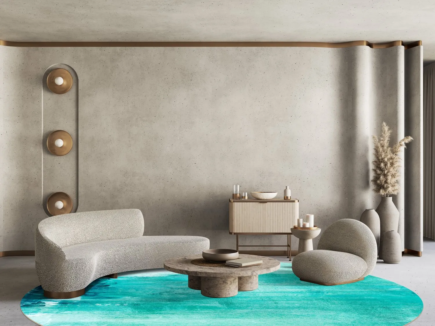 Rond vloerkleed - Jolie (turkoois)