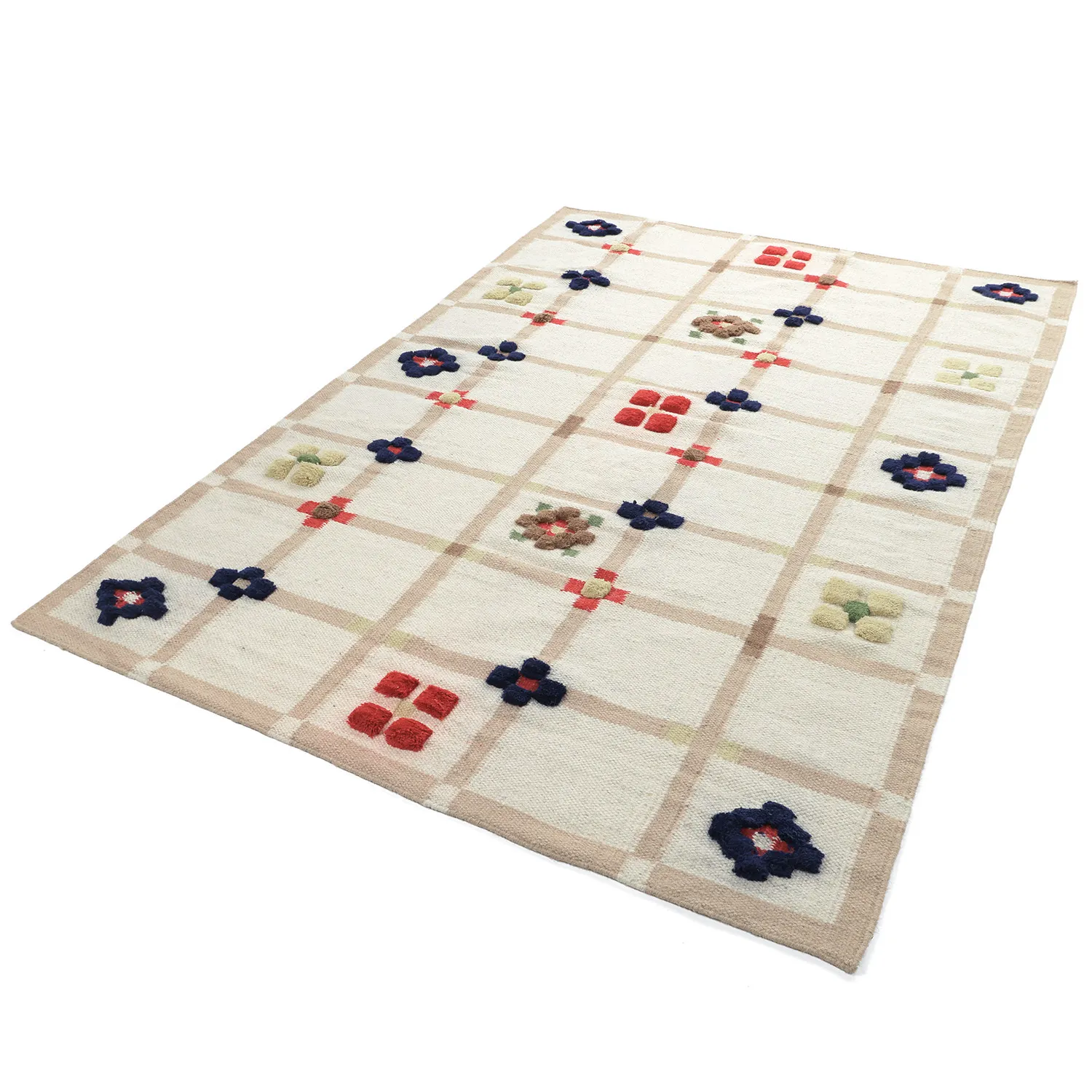 Wollen-vloerkleed - Lausanne Flatweave Tufted Premium (wit/beige)