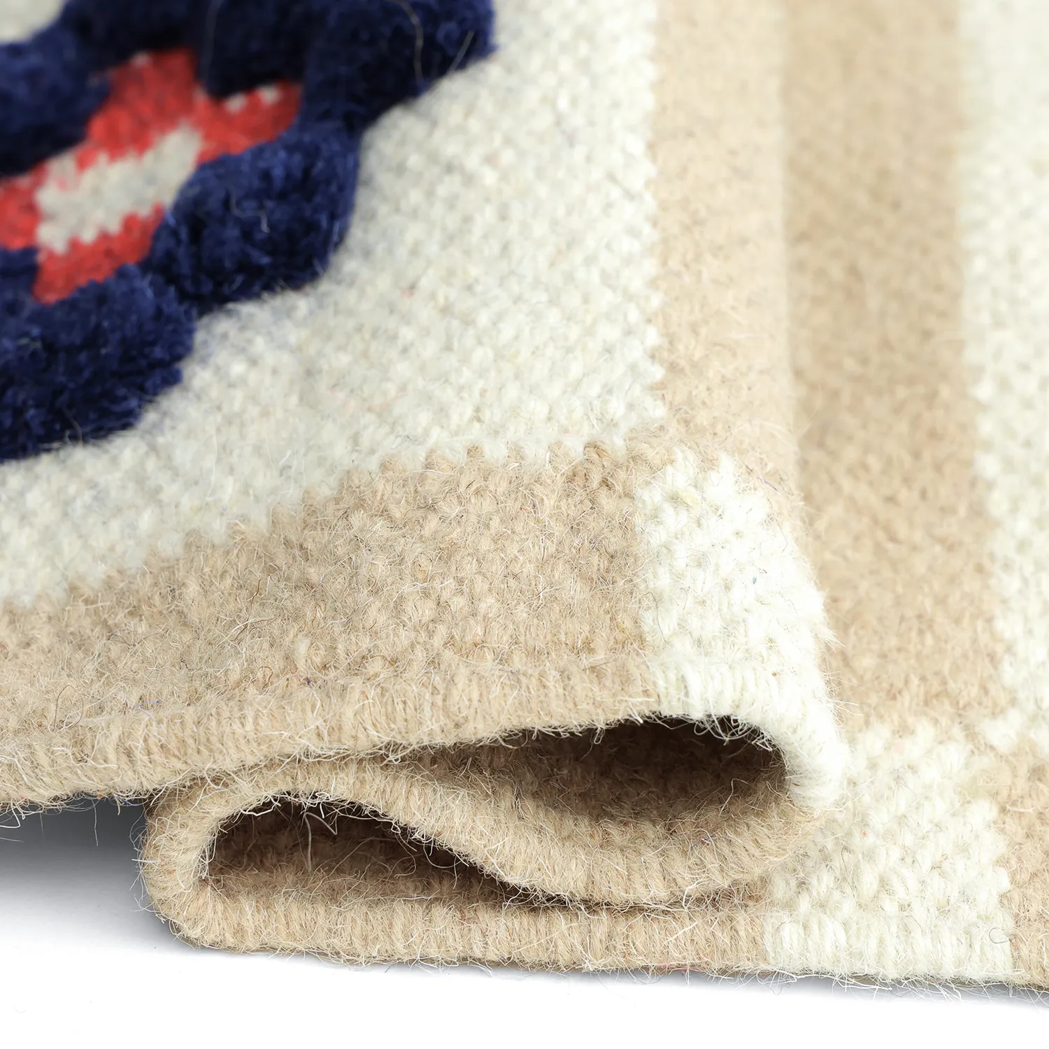 Wollen-vloerkleed - Lausanne Flatweave Tufted Premium (wit/beige)
