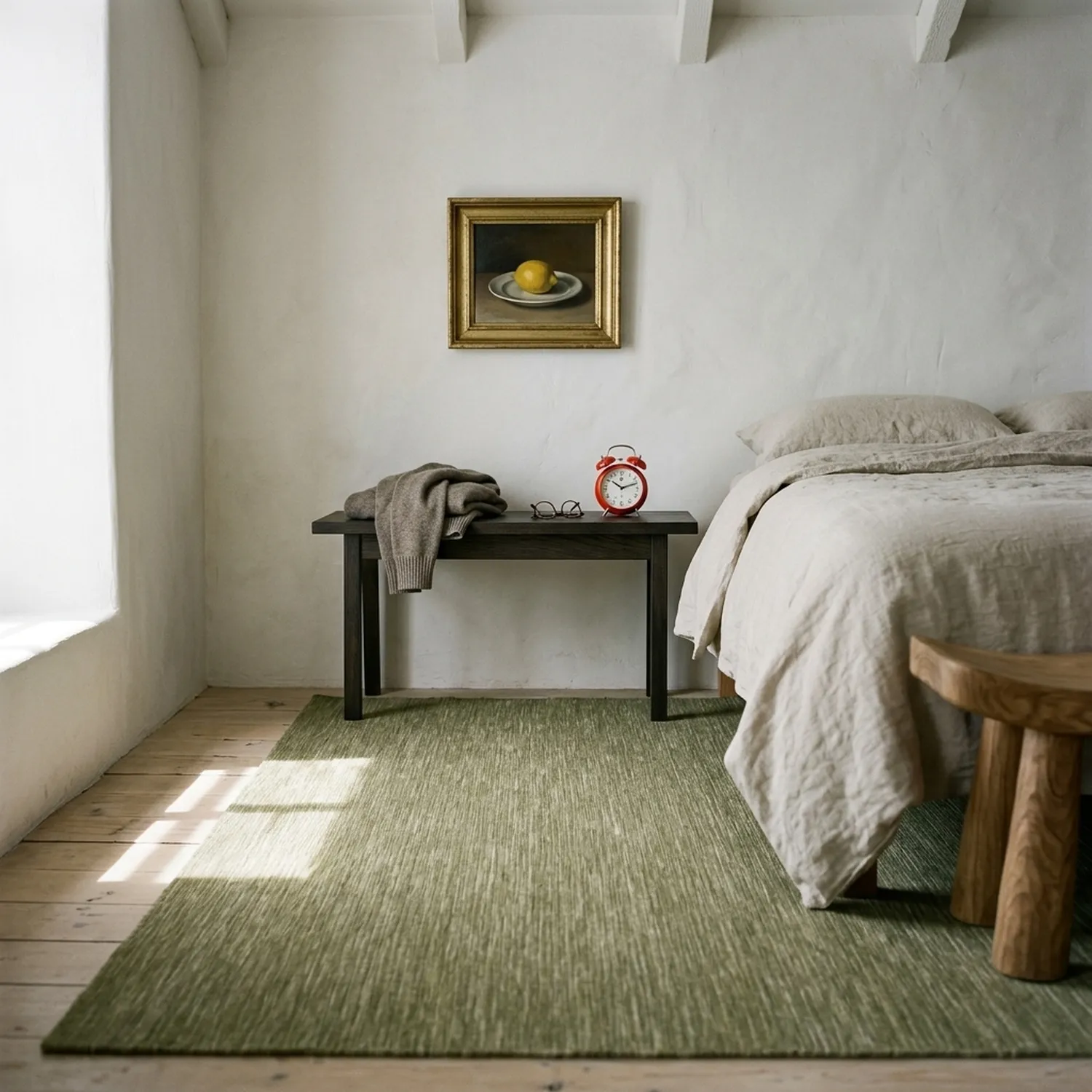 Wollen-vloerkleed - Charonne Flat Handloom Wool Premium (groente)