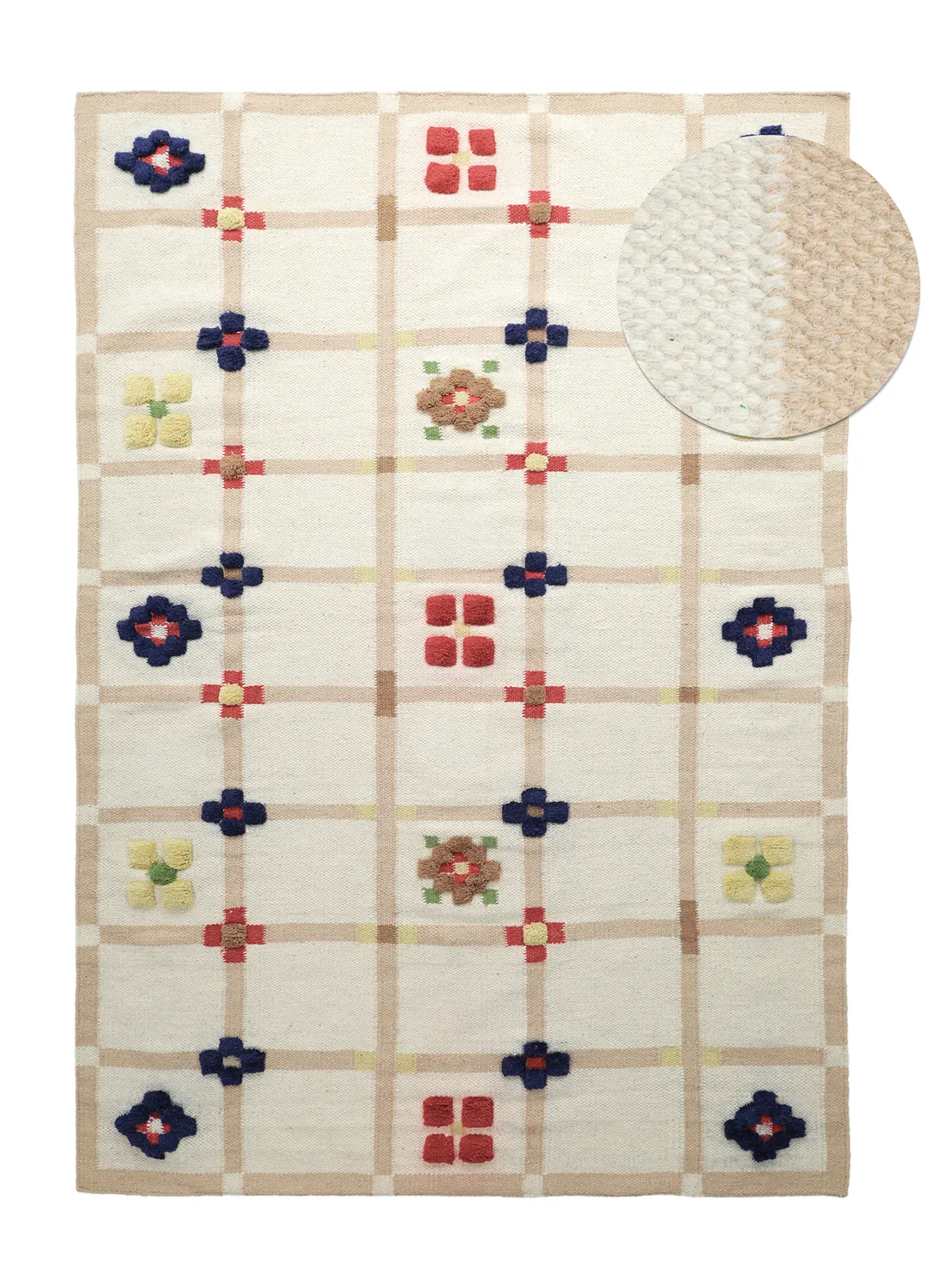 Wollen-vloerkleed - Lausanne Flatweave Tufted Premium (wit/beige)