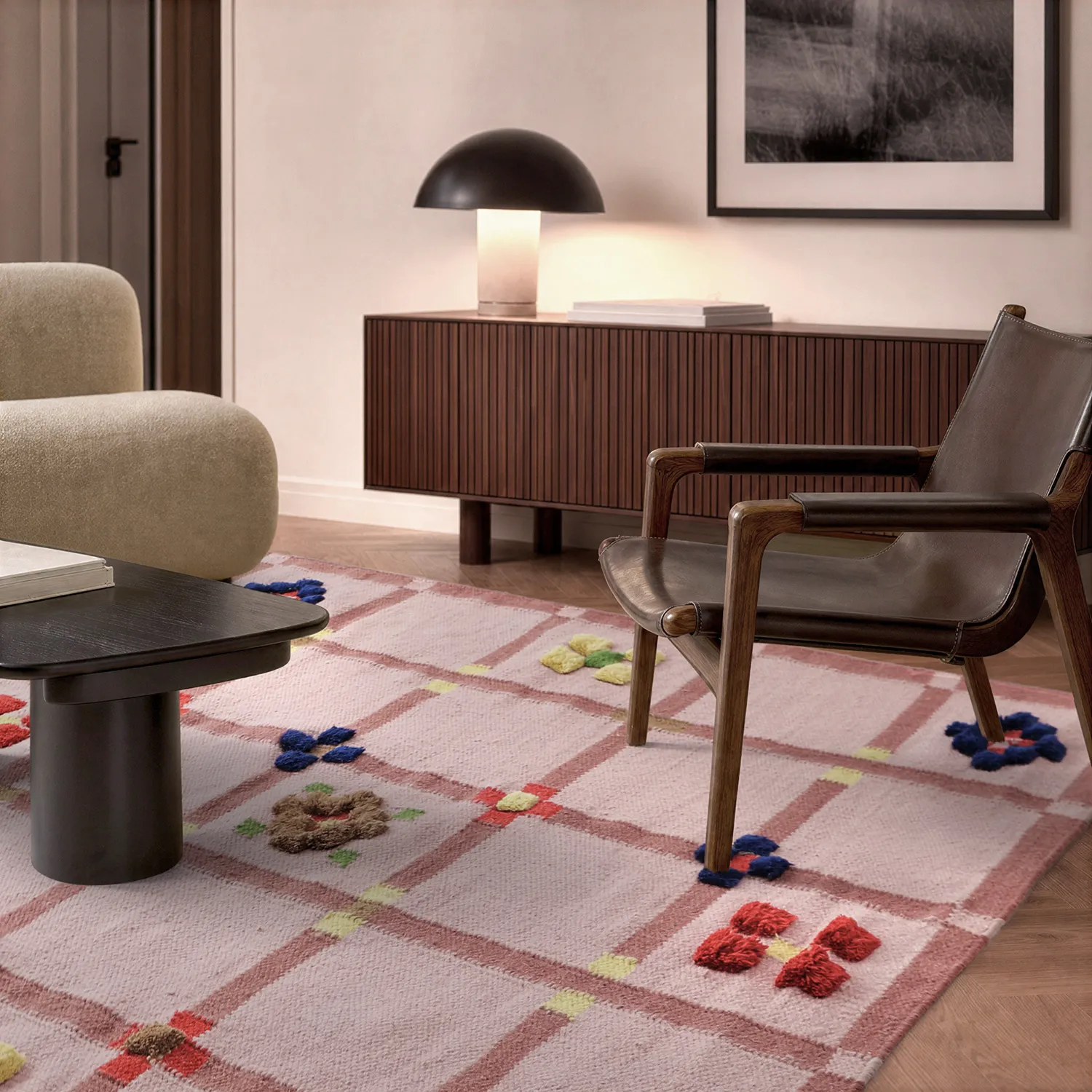 Wollen-vloerkleed - Lausanne Flatweave Tufted Premium (roze)