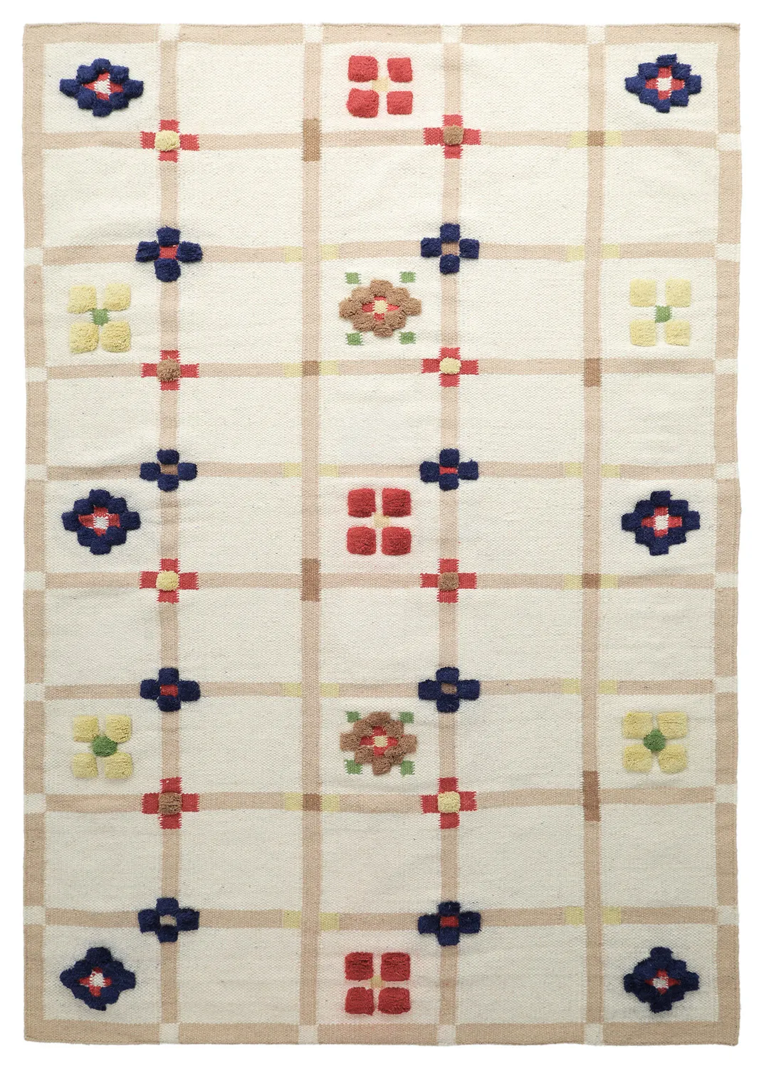 Wollen-vloerkleed - Lausanne Flatweave Tufted Premium (wit/beige)