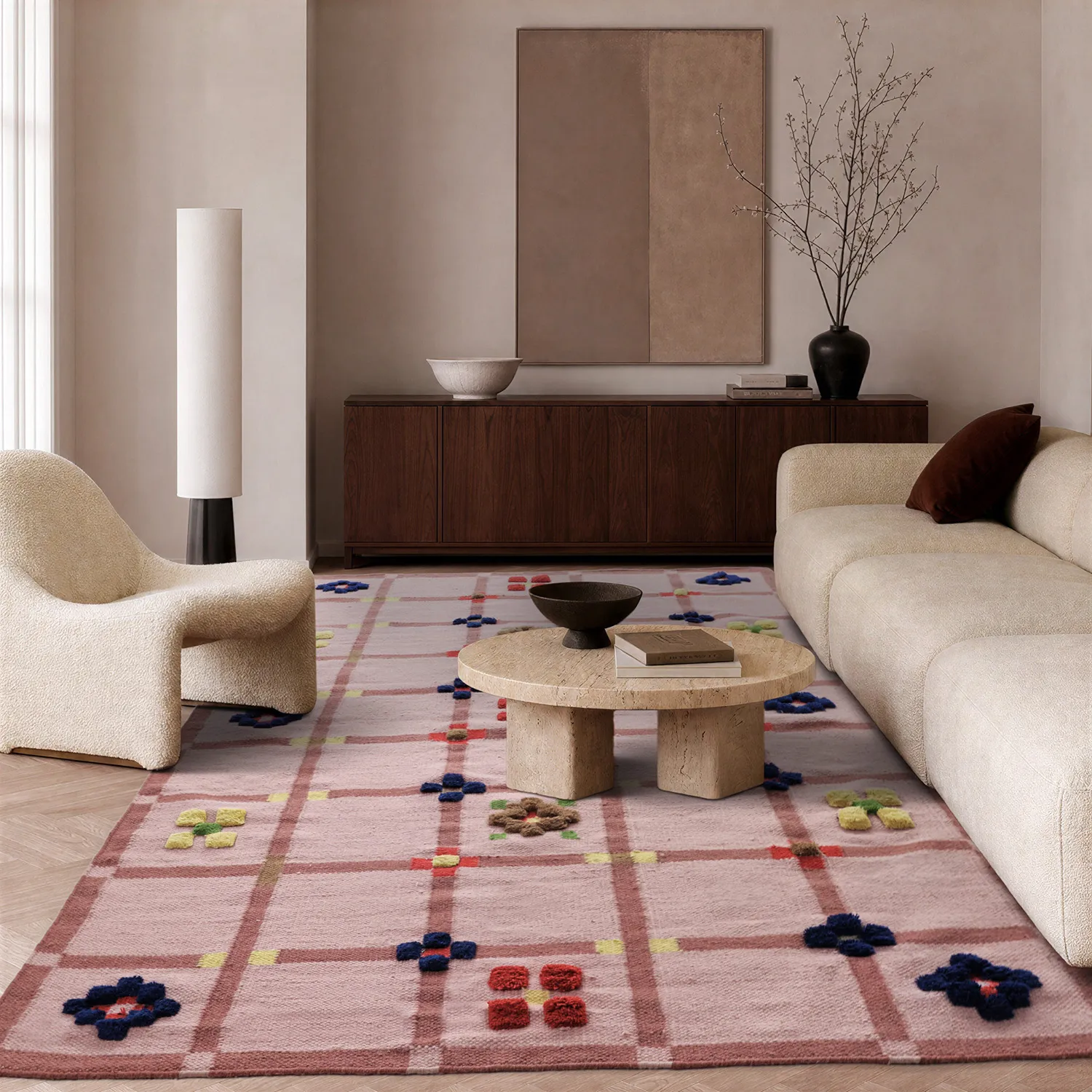 Wollen-vloerkleed - Lausanne Flatweave Tufted Premium (roze)