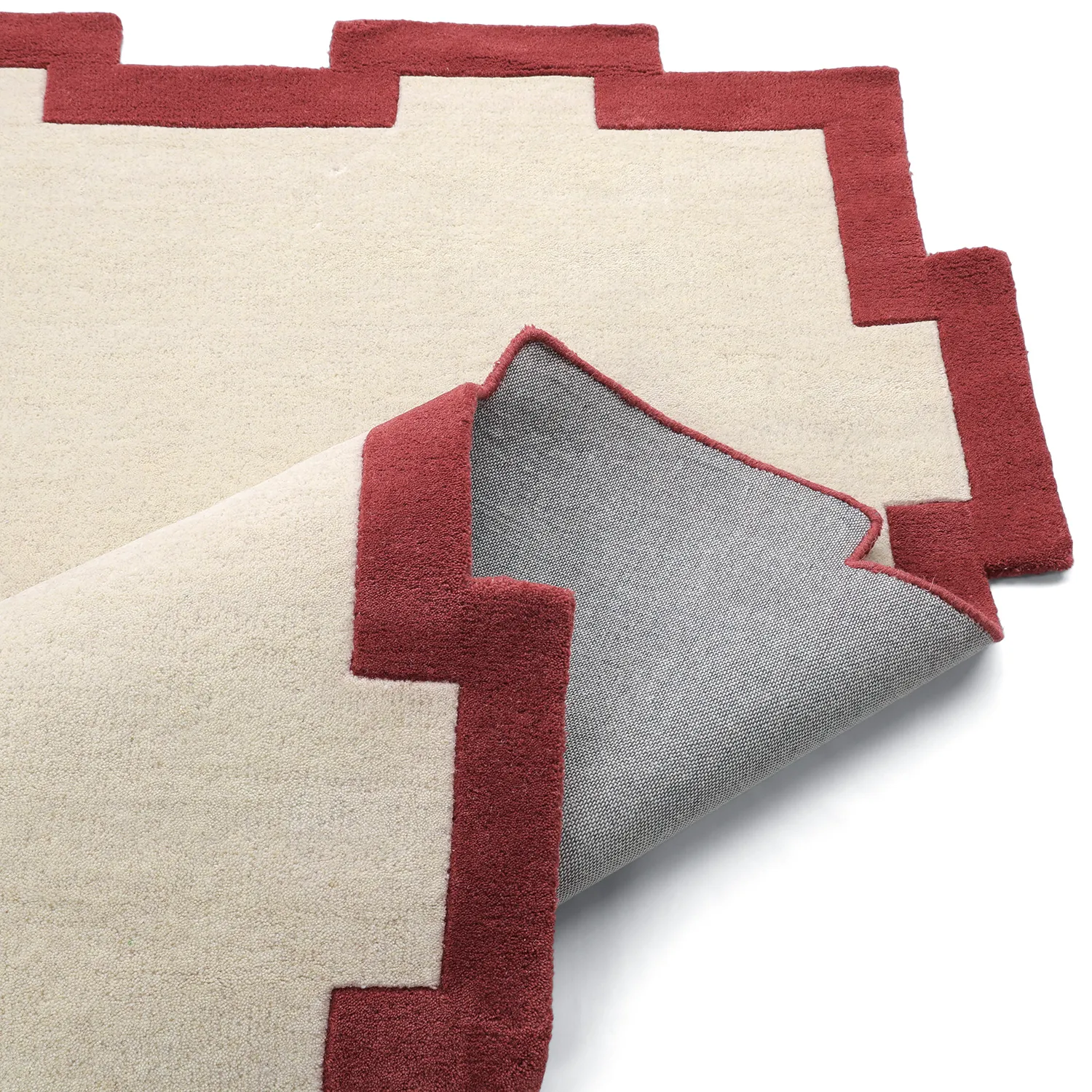 Wollen-vloerkleed - Agra Hand Tufted Wool Premium (crème/rood)