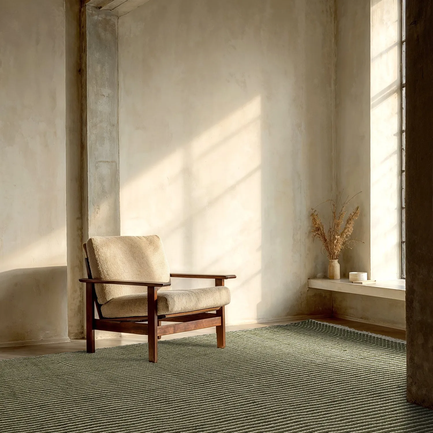 Wollen-vloerkleed - Arbil (groen/wit)