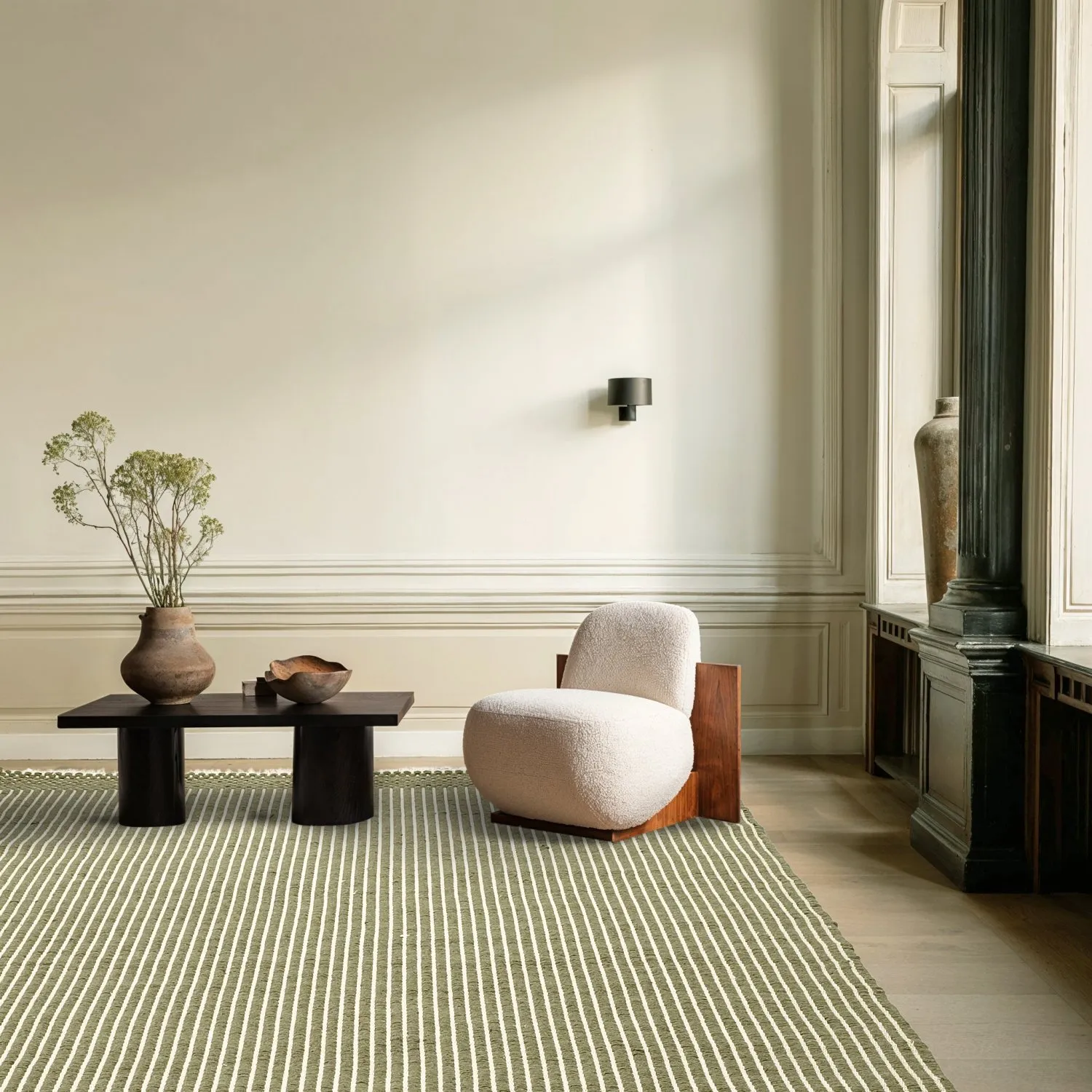 Wollen-vloerkleed - Arbil (groen/wit)