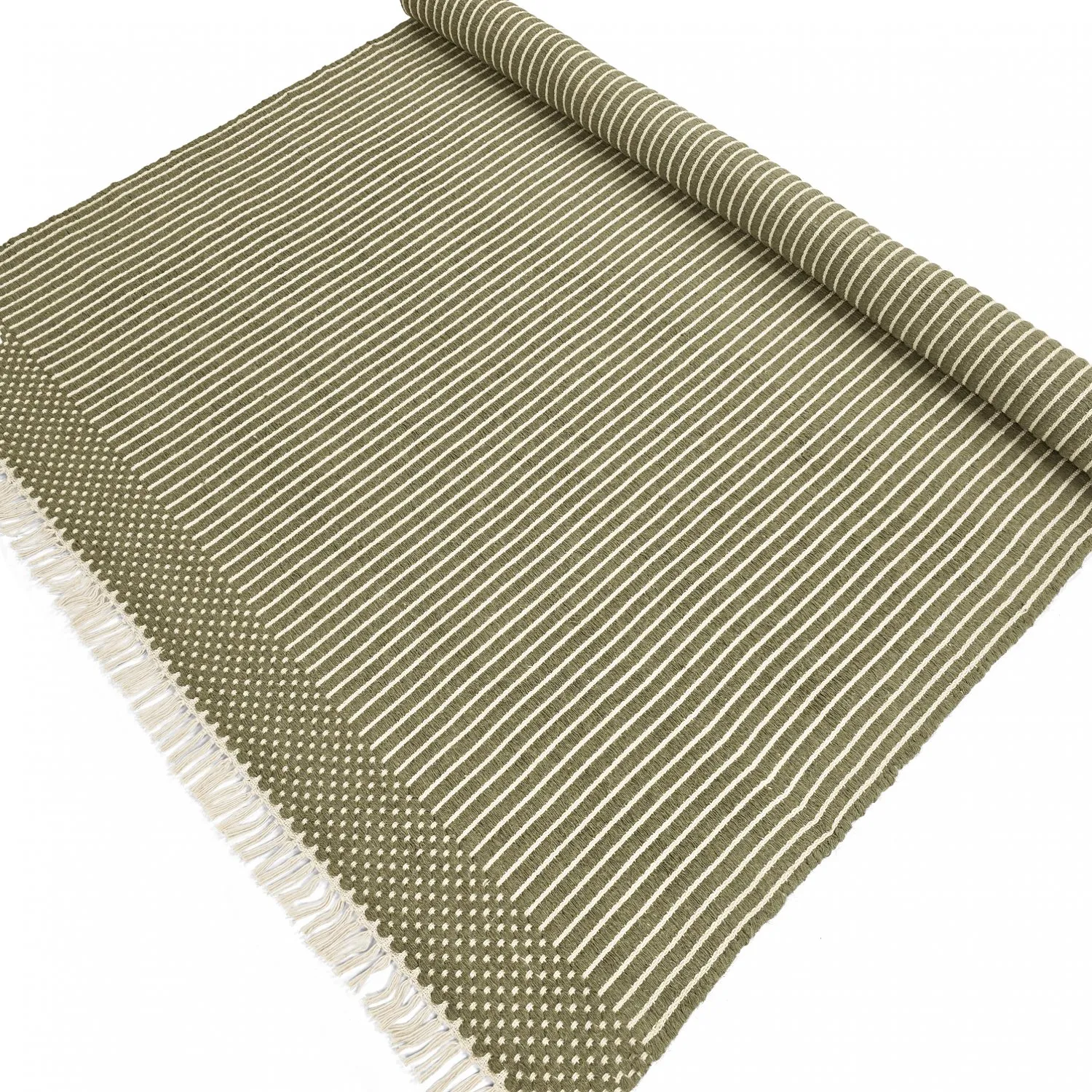 Wollen-vloerkleed - Arbil (groen/wit)