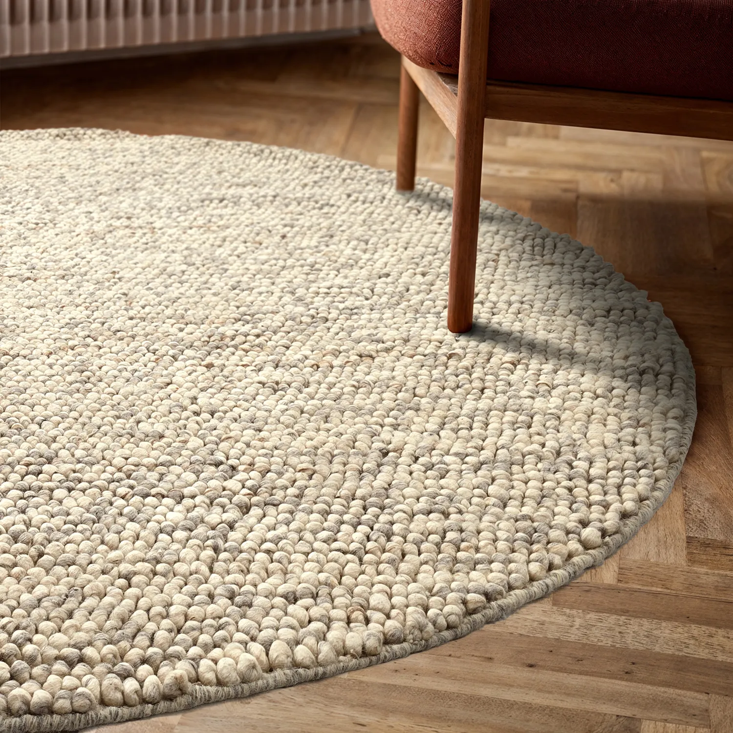 Rond vloerkleed - Avafors Wool Bubble (grijs/beige)