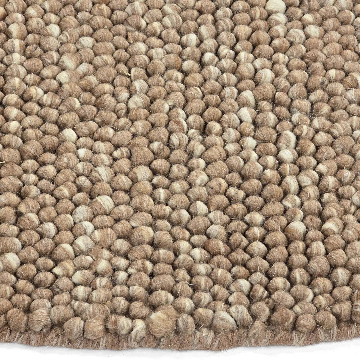 Rond vloerkleed - Avafors Wool Bubble (lichtbruin/wit)