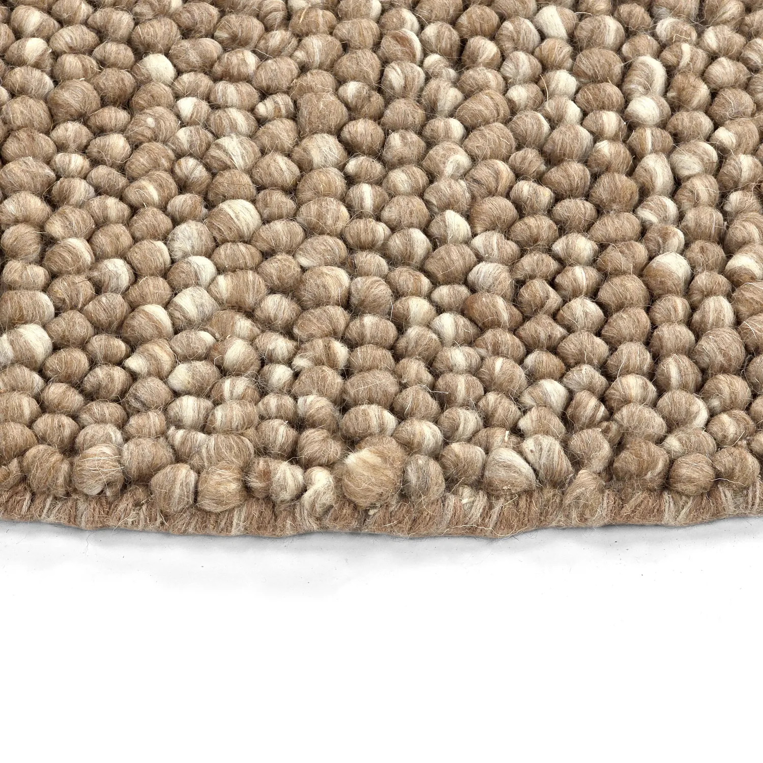Rond vloerkleed - Avafors Wool Bubble (lichtbruin/wit)