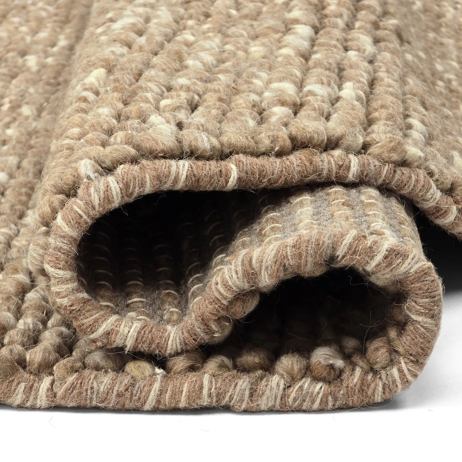 Rond vloerkleed - Avafors Wool Bubble (lichtbruin/wit)