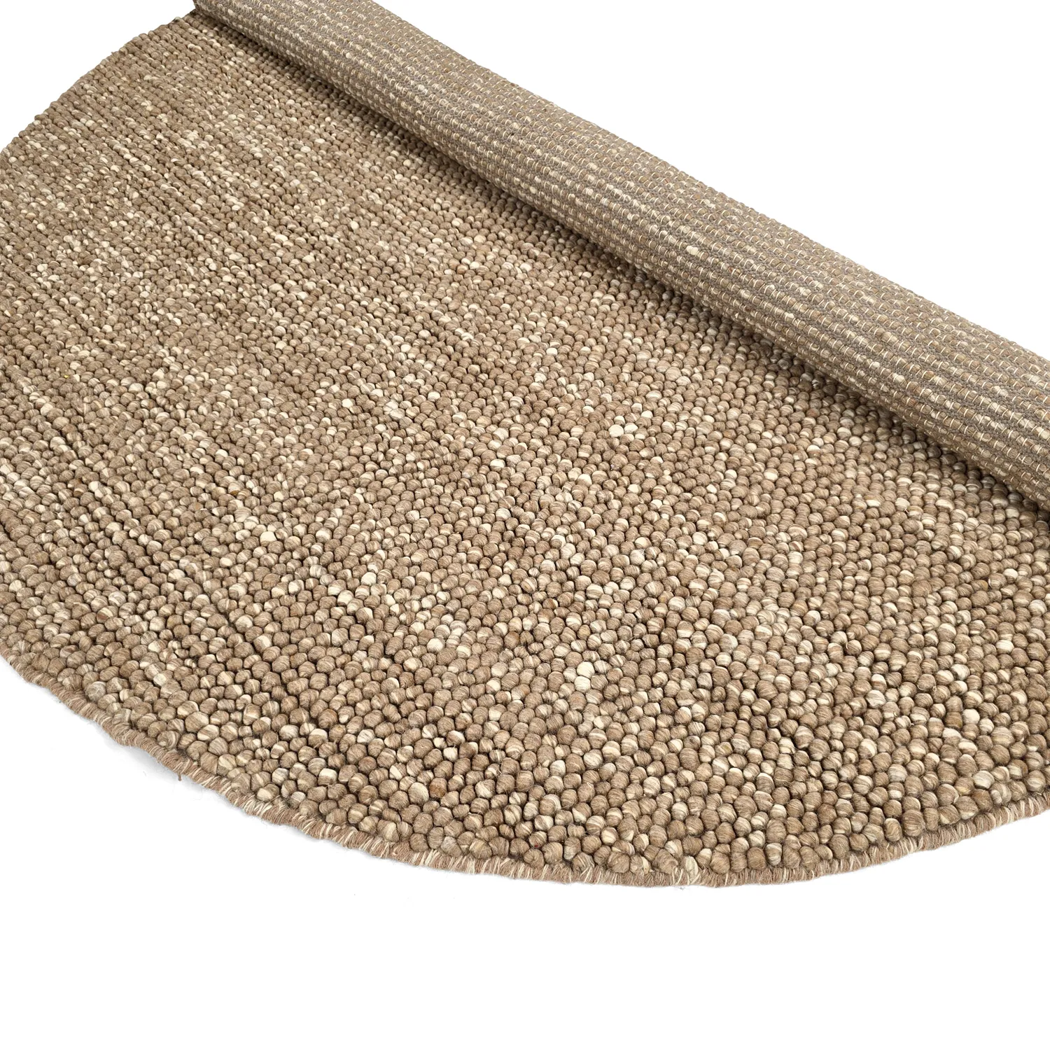 Rond vloerkleed - Avafors Wool Bubble (lichtbruin/wit)