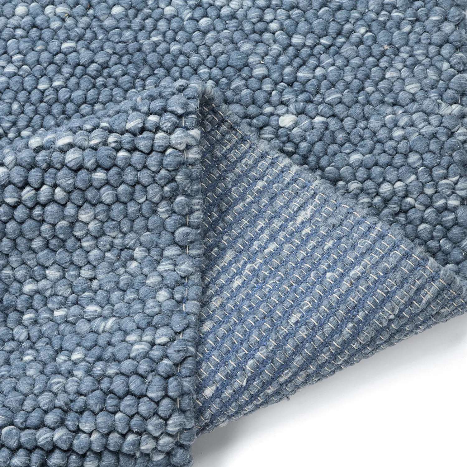 Wollen-vloerkleed - Avafors Wool Bubble (marineblauw/crème)