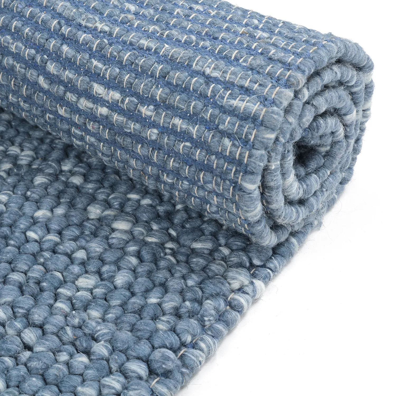 Wollen-vloerkleed - Avafors Wool Bubble (marineblauw/crème)
