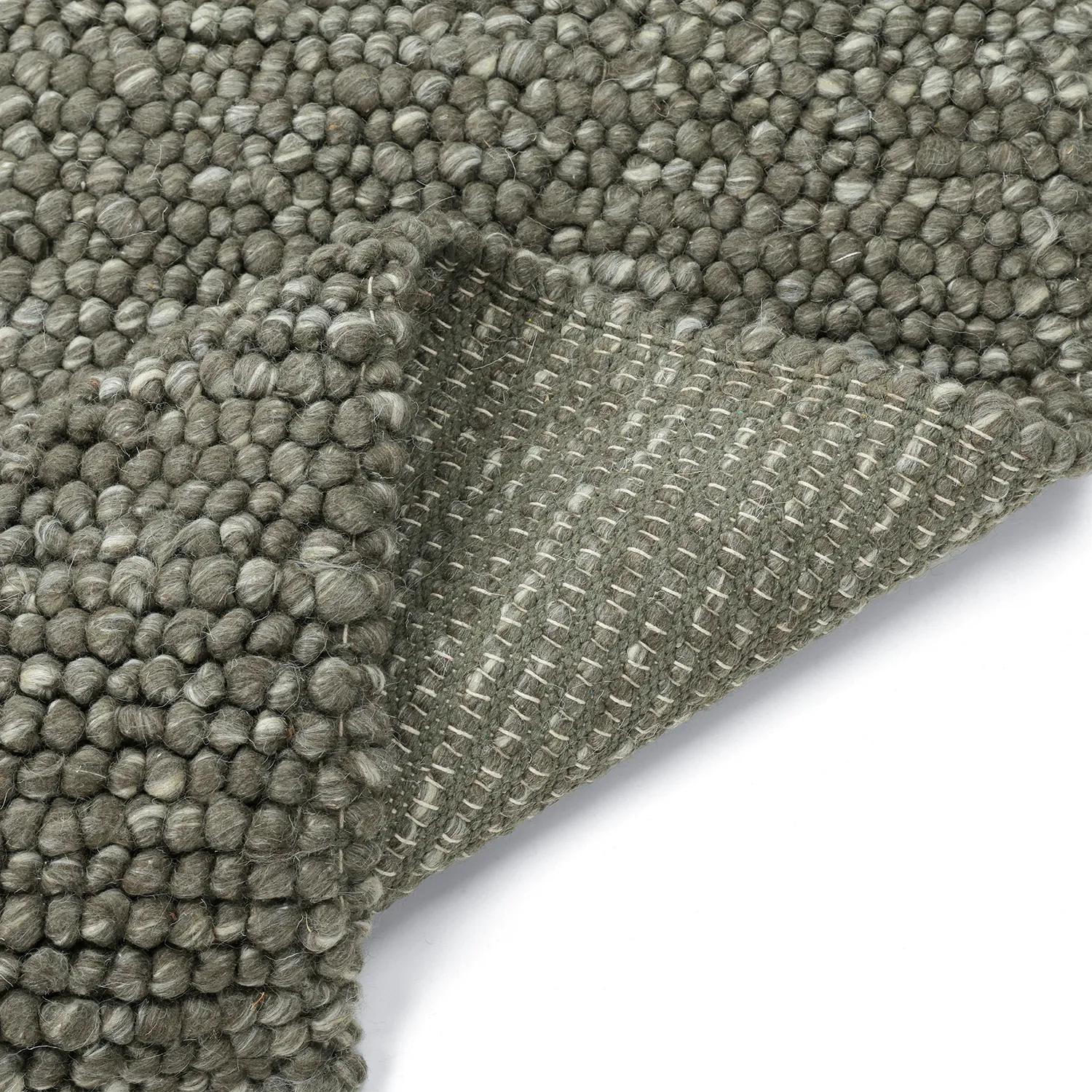 Wollen-vloerkleed - Avafors Wool Bubble (mosgroen/crème)