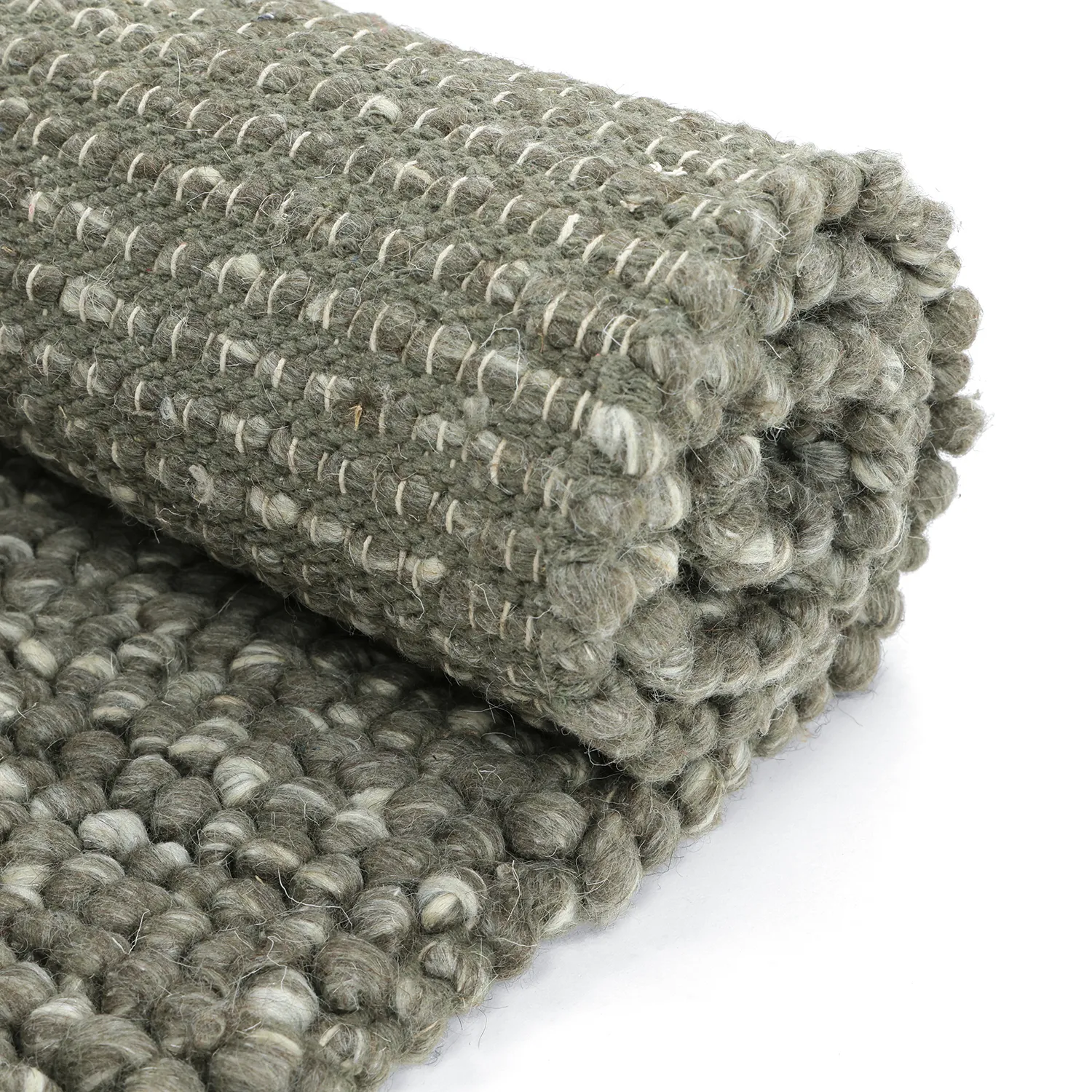 Wollen-vloerkleed - Avafors Wool Bubble (mosgroen/crème)