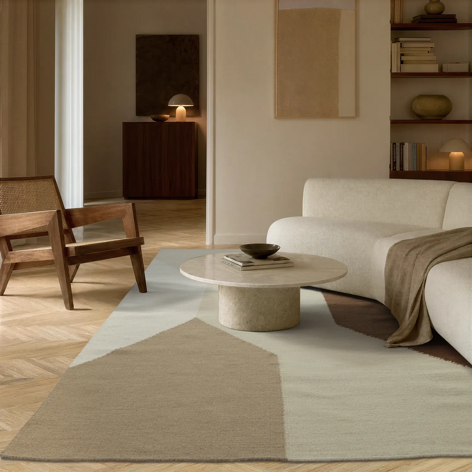 Wollen-vloerkleed - Aveiro (beige/multi)