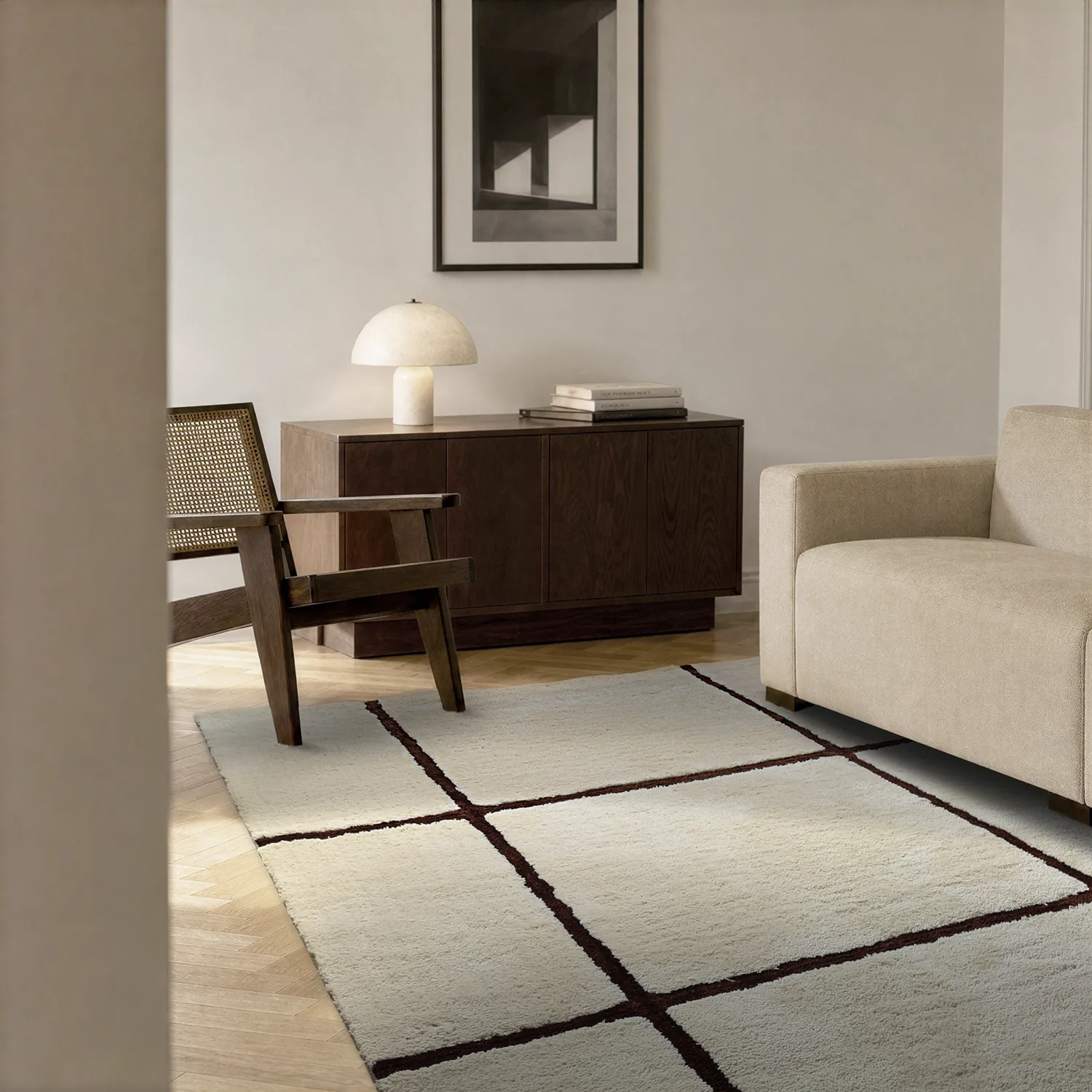 Hoogpolig vloerkleed - Bitola (beige)