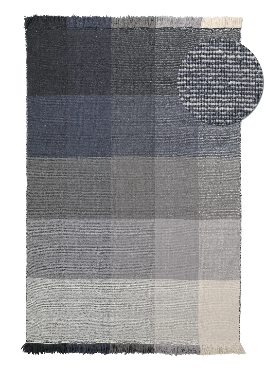 Wollen-vloerkleed - Chaves (blauw/grijs/wit)