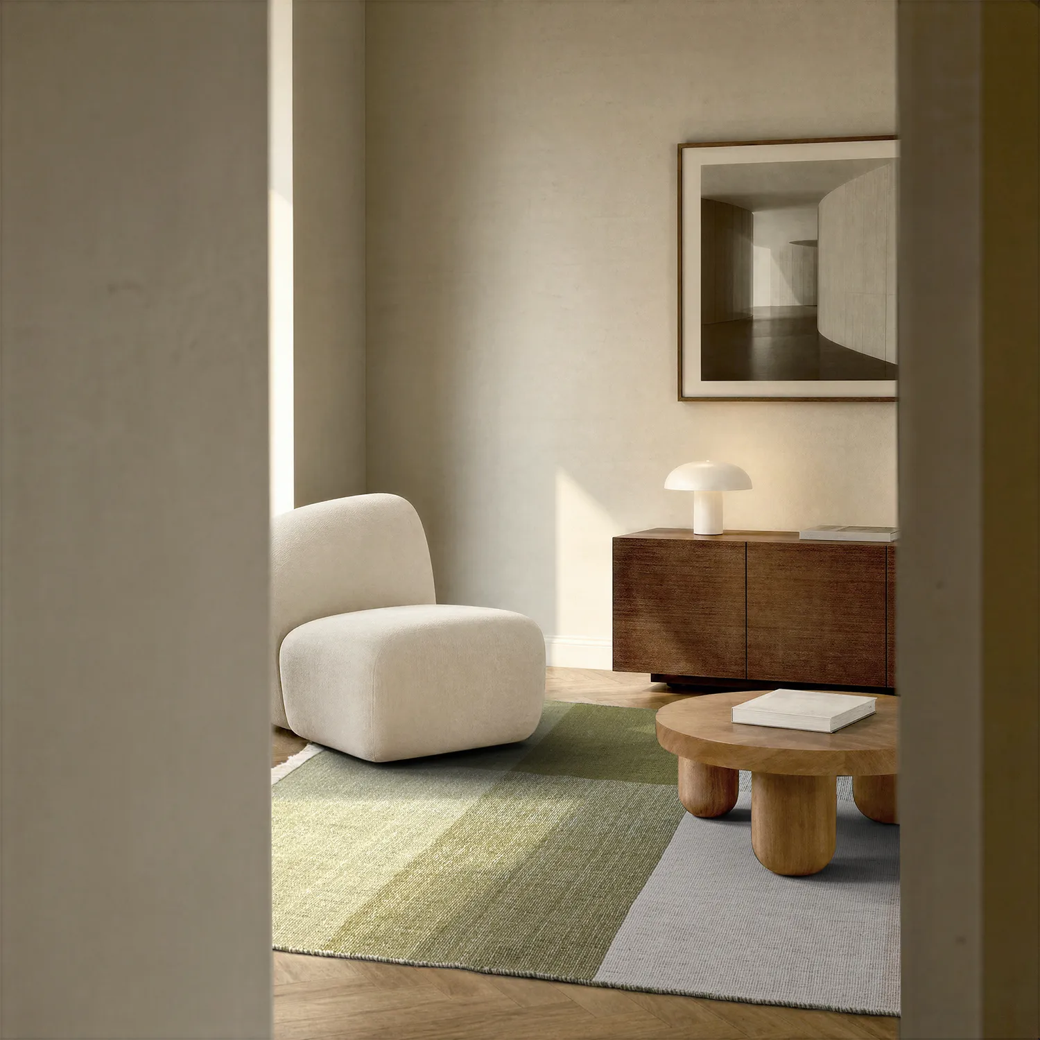 Wollen-vloerkleed - Chaves (groen/beige)