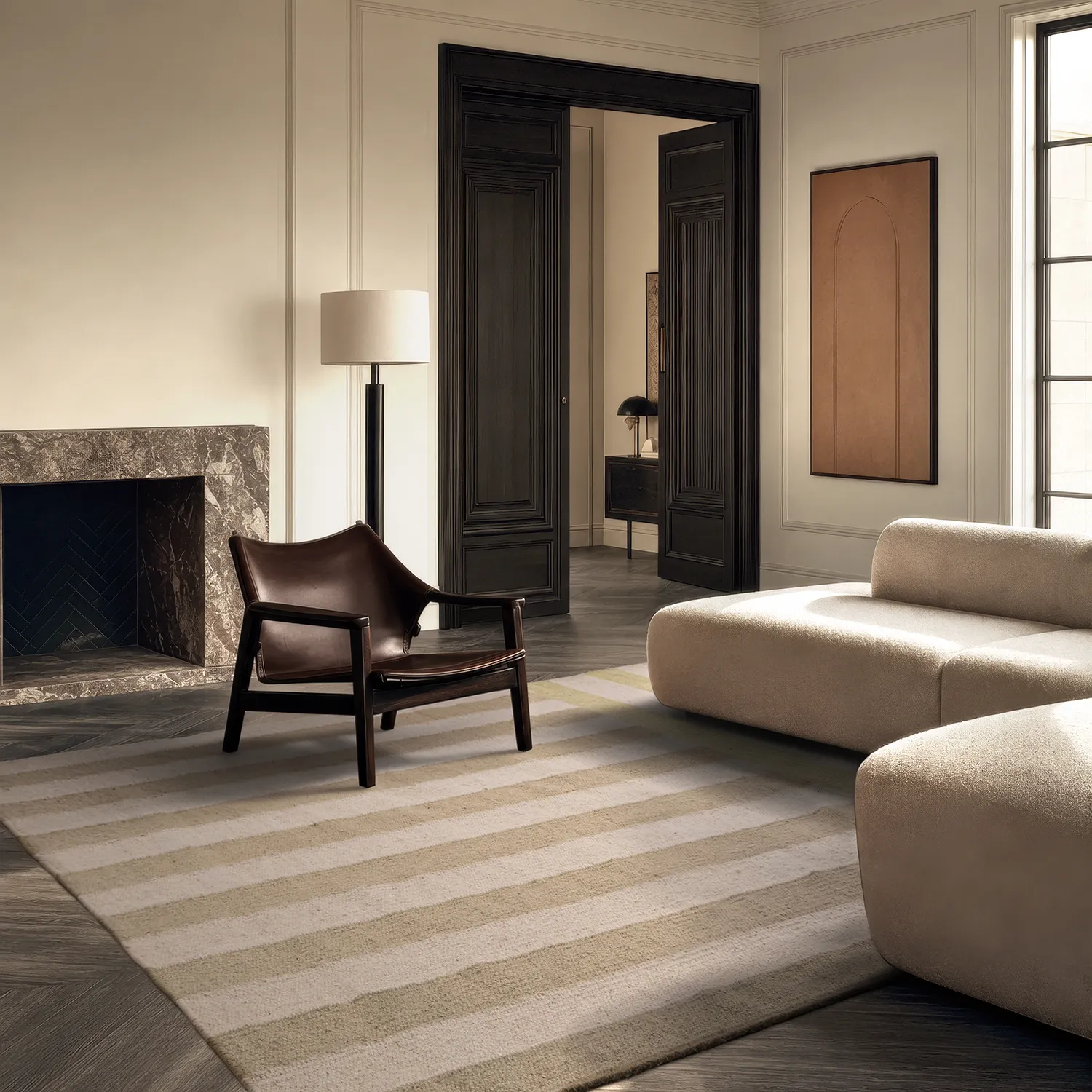 Wollen-vloerkleed - Covilha (room/beige/lichtgeel)