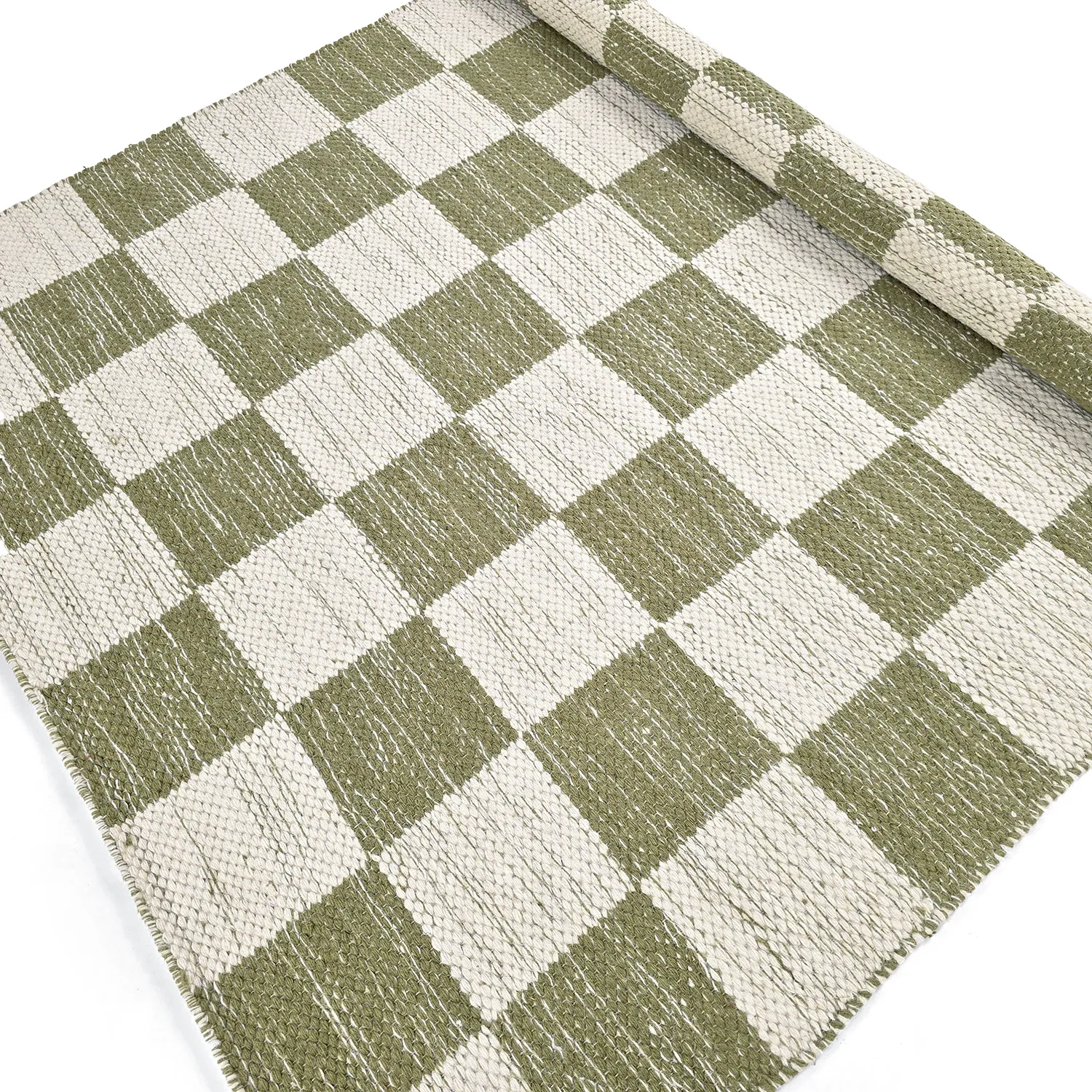 Wollen-vloerkleed - Dundee (groen/wit)