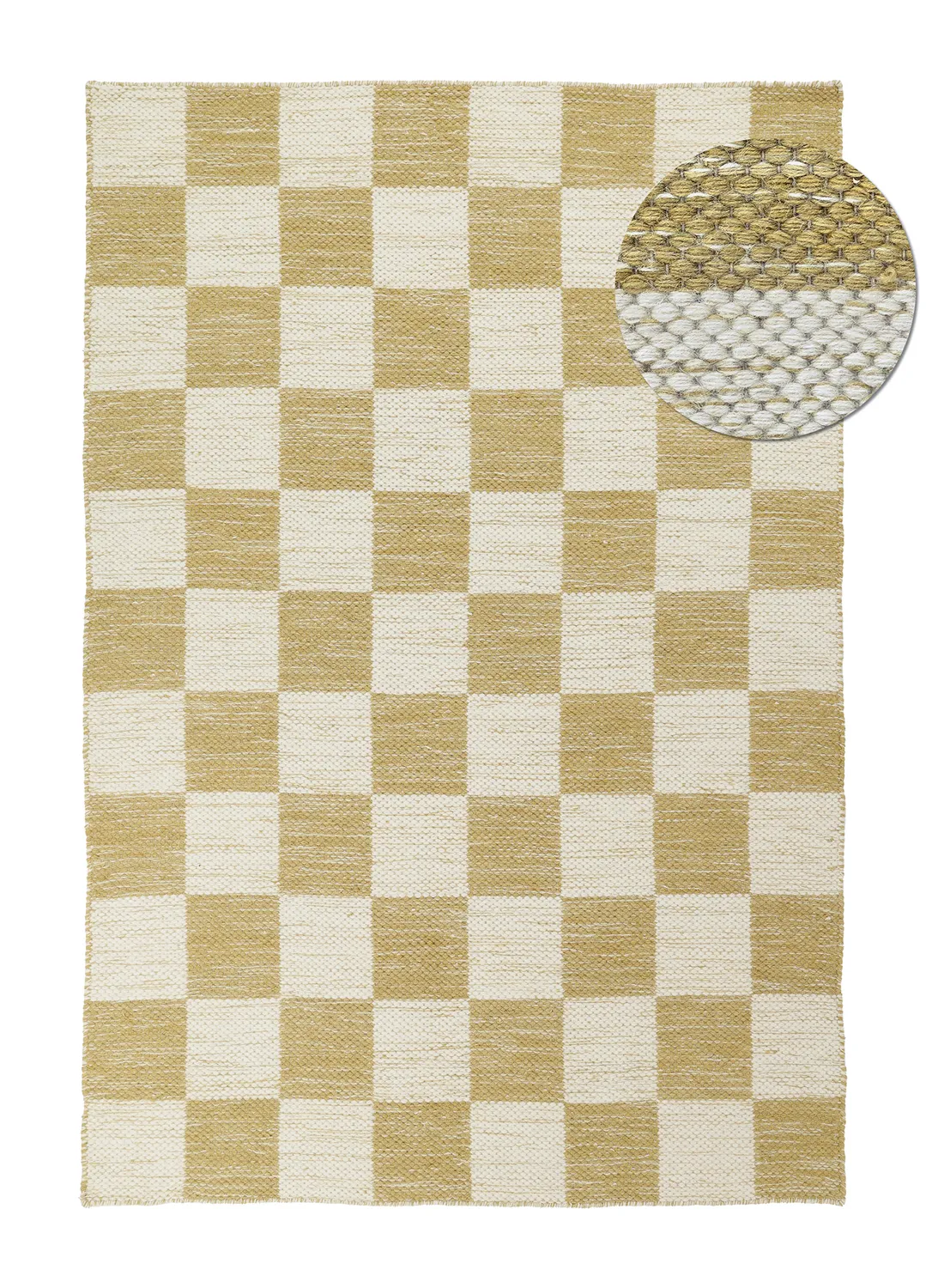 Wollen-vloerkleed - Dundee (geel/wit)