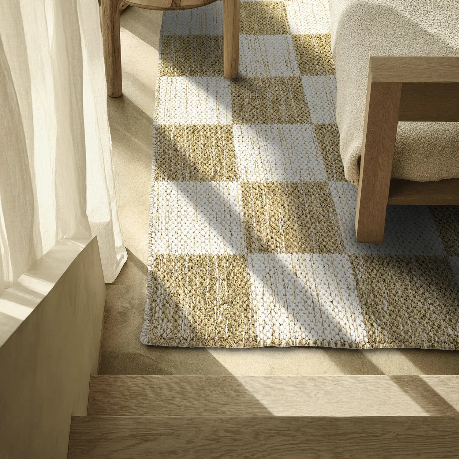 Wollen-vloerkleed - Dundee (geel/wit)