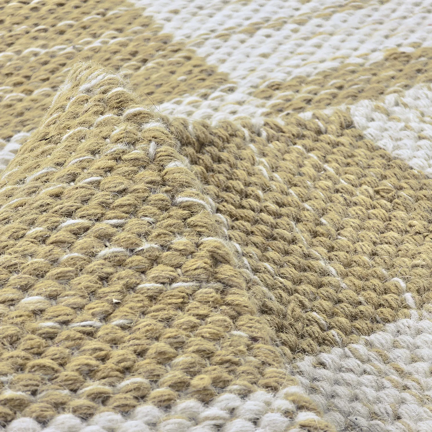 Wollen-vloerkleed - Dundee (geel/wit)