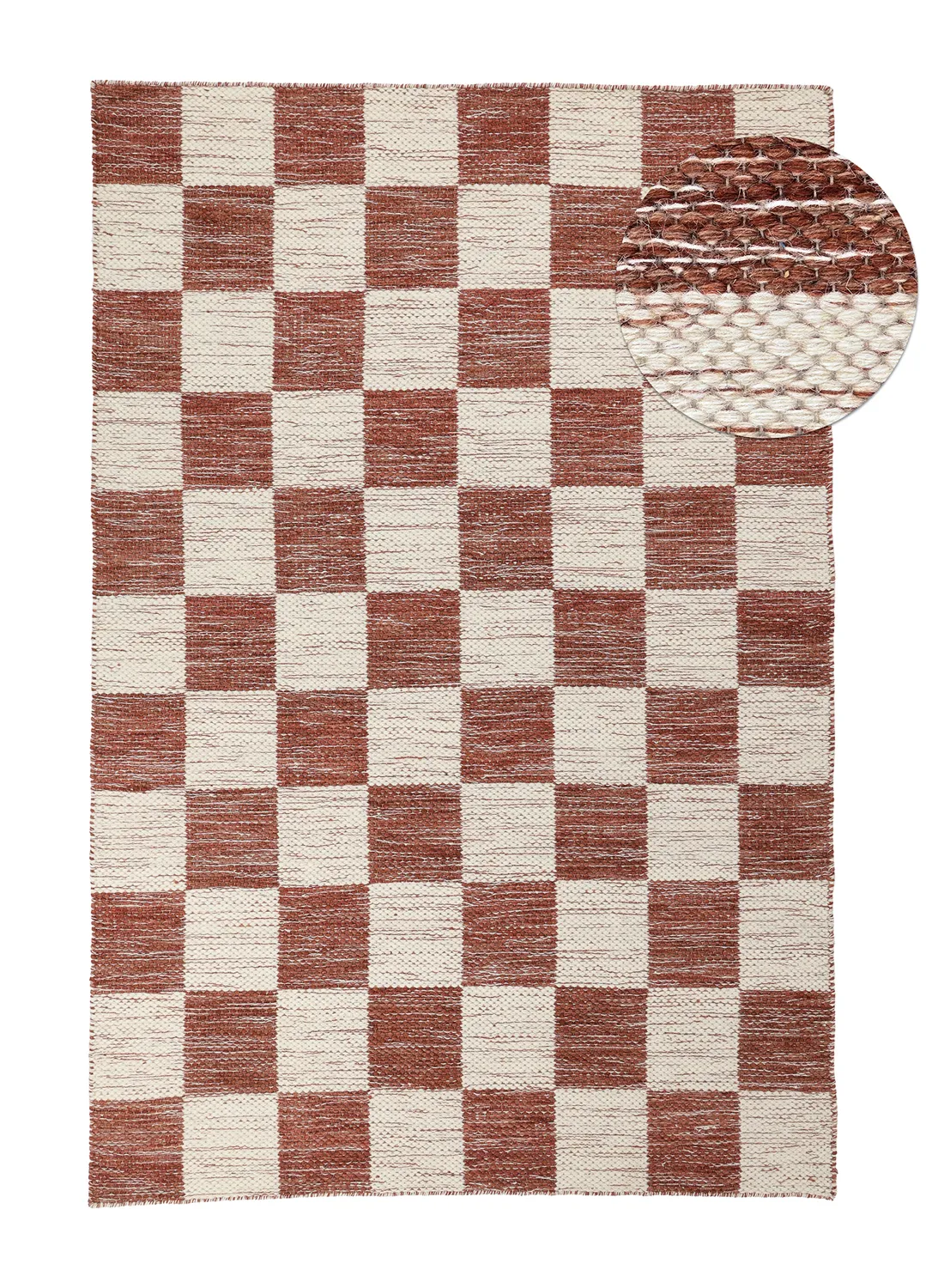 Wollen-vloerkleed - Dundee (rood/wit)