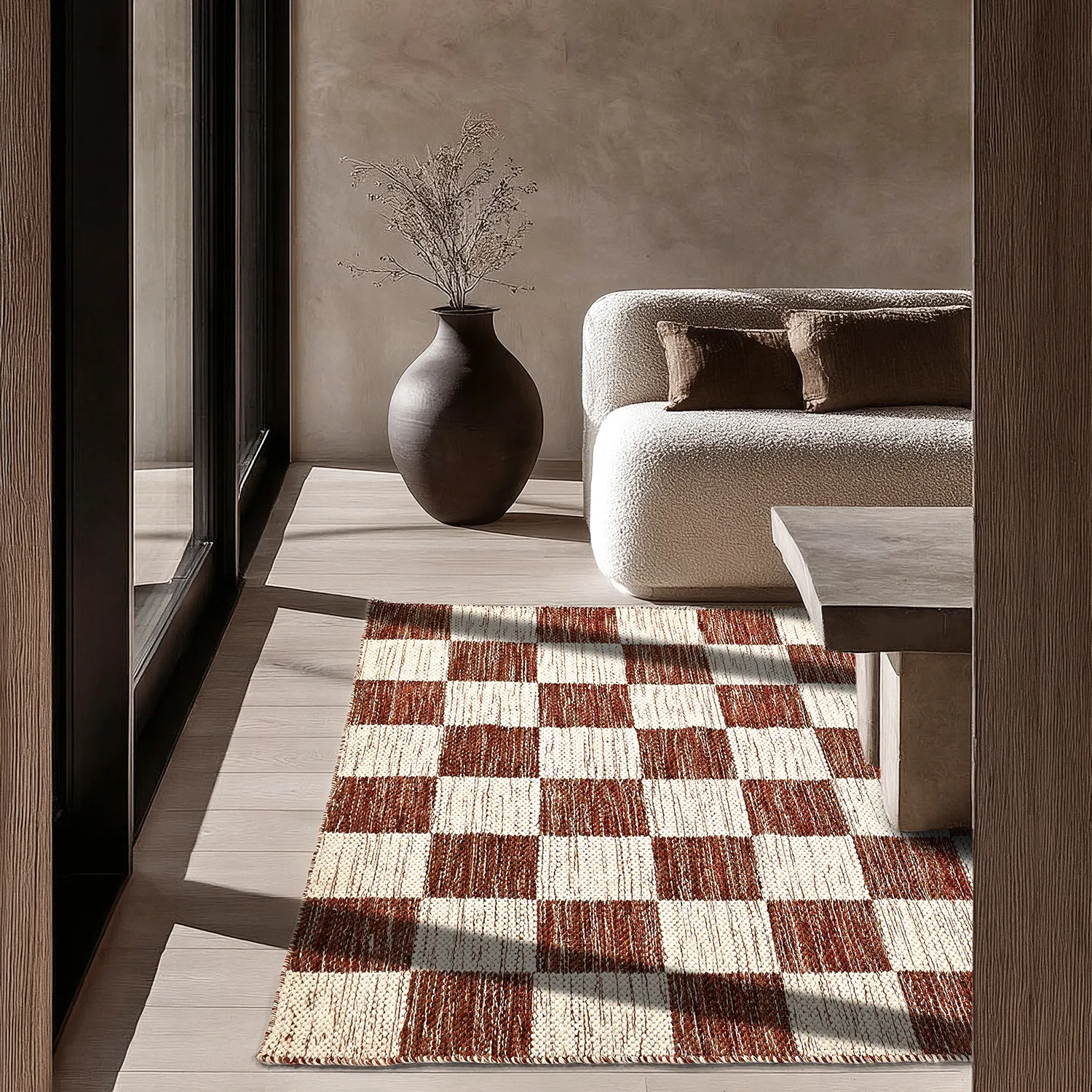 Wollen-vloerkleed - Dundee (rood/wit)