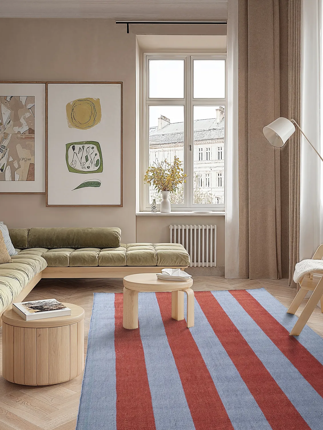 Wollen-vloerkleed - Garine (blauw/rood)