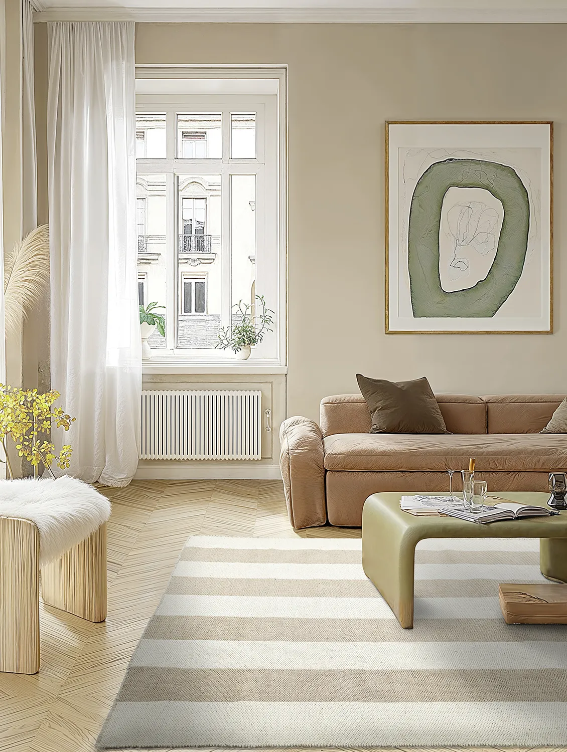 Wollen-vloerkleed - Garine (gebroken wit/beige)