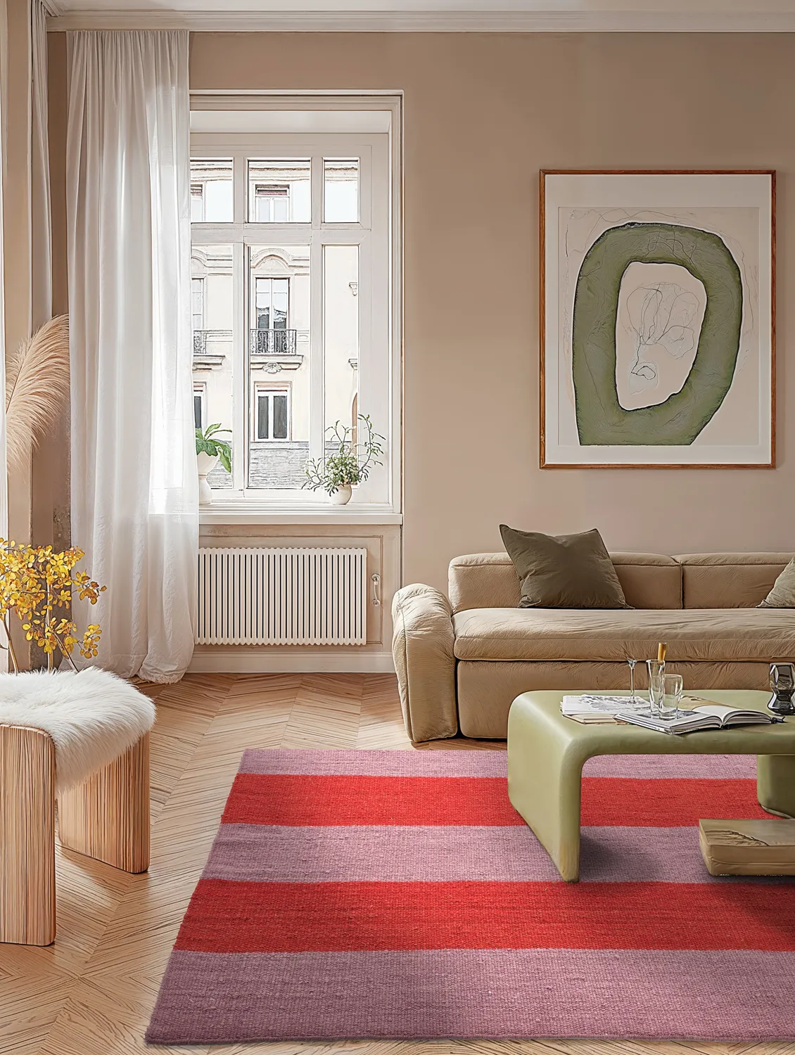 Wollen-vloerkleed - Garine (roze/rood)