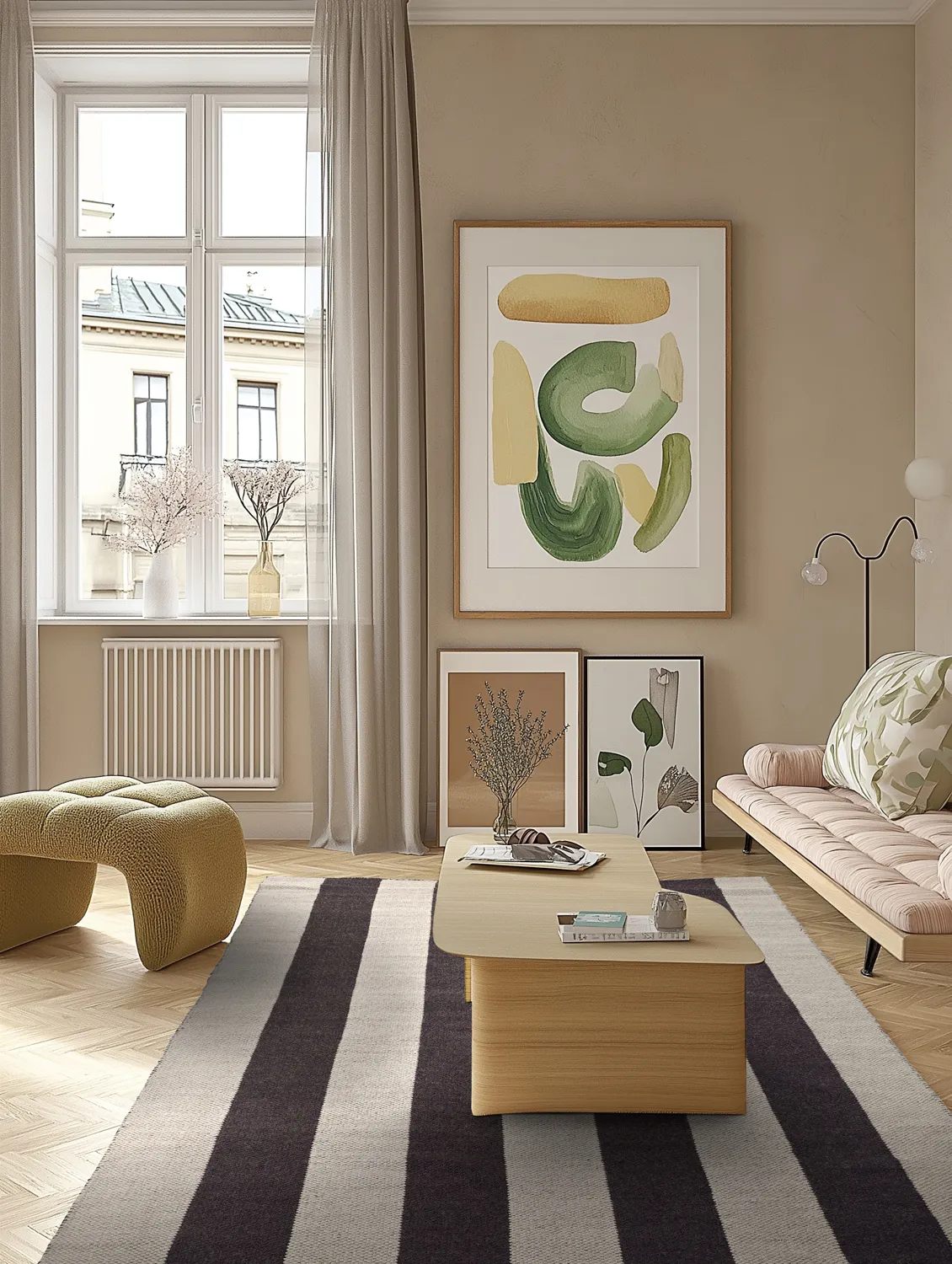 Wollen-vloerkleed - Garine (zwart/beige)