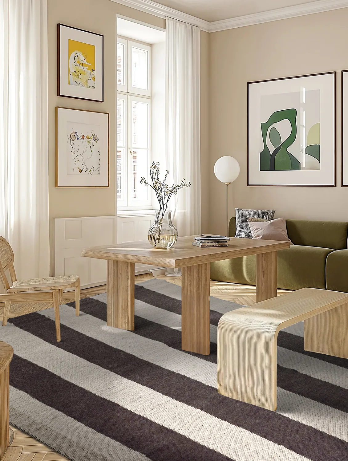 Wollen-vloerkleed - Garine (zwart/beige)