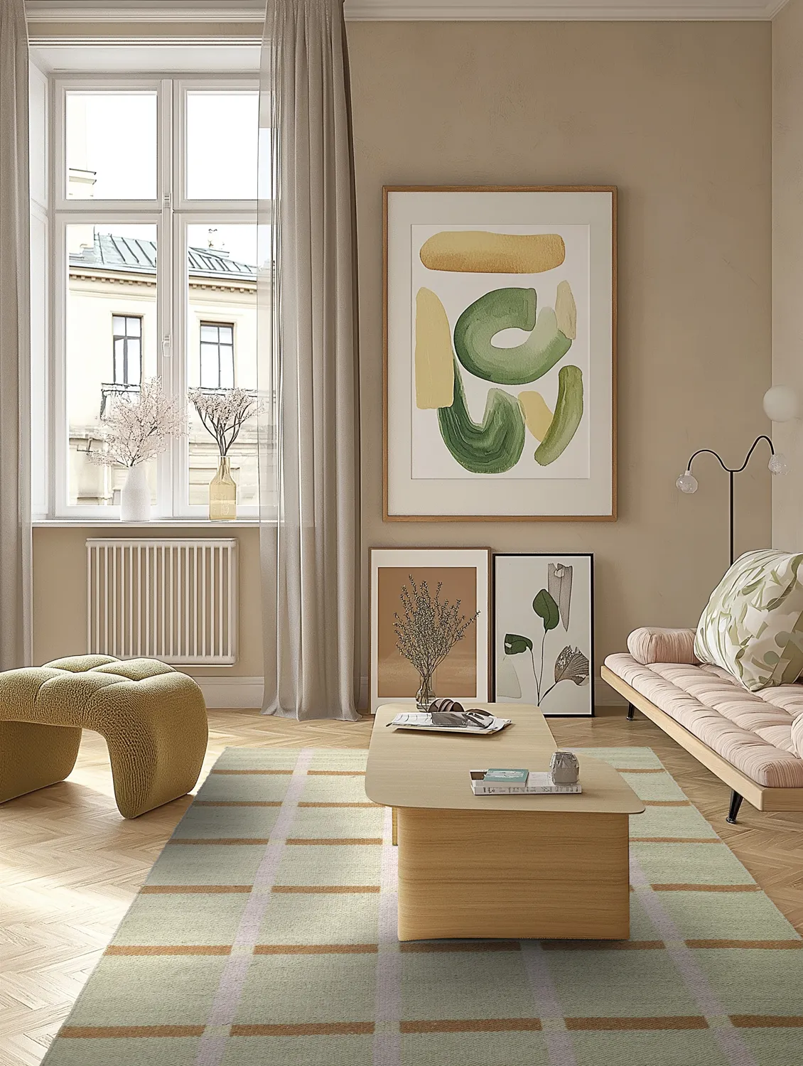 Wollen-vloerkleed - Gingham (no. 4)