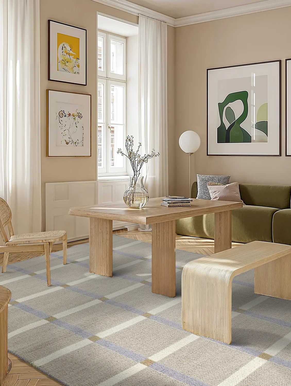 Wollen-vloerkleed - Gingham (no. 5)