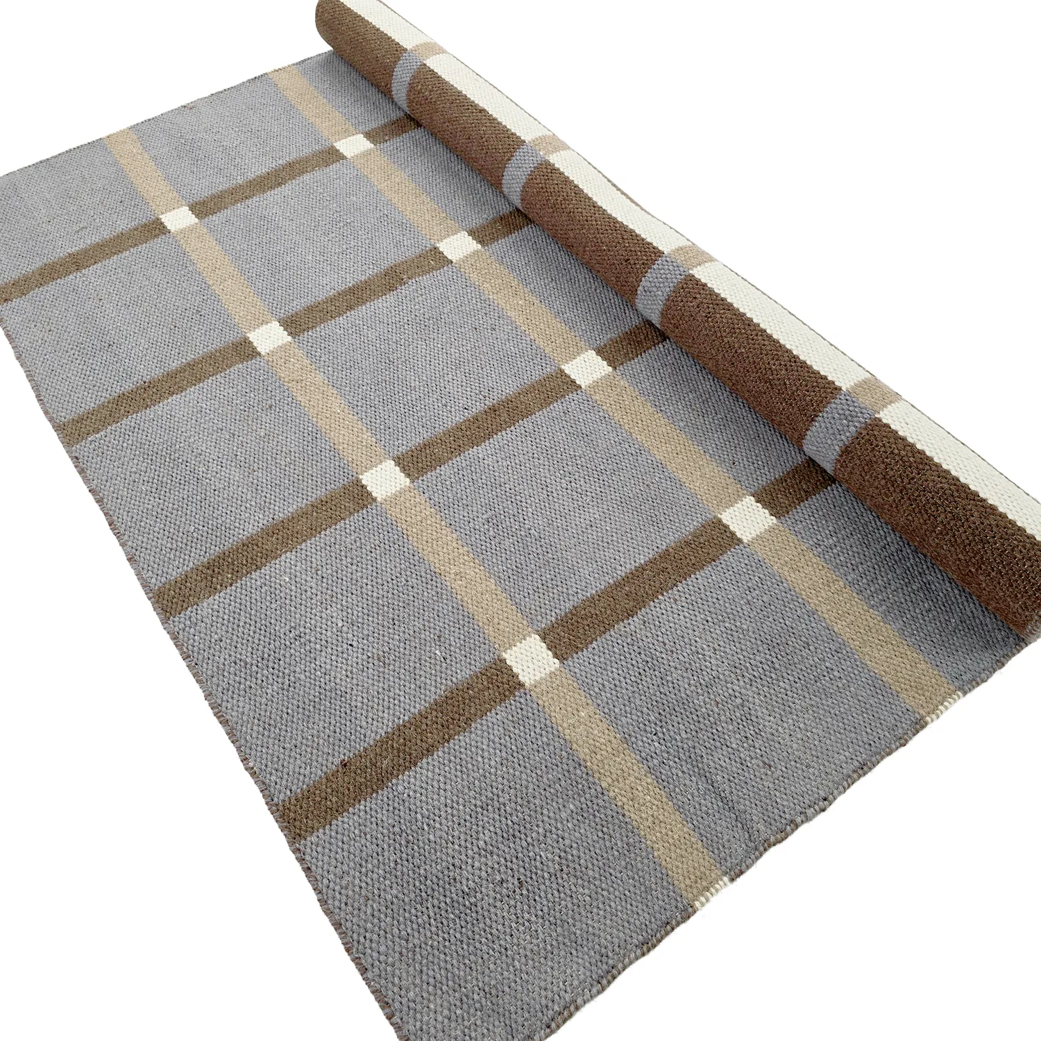 Wollen-vloerkleed - Gingham (no. 7)