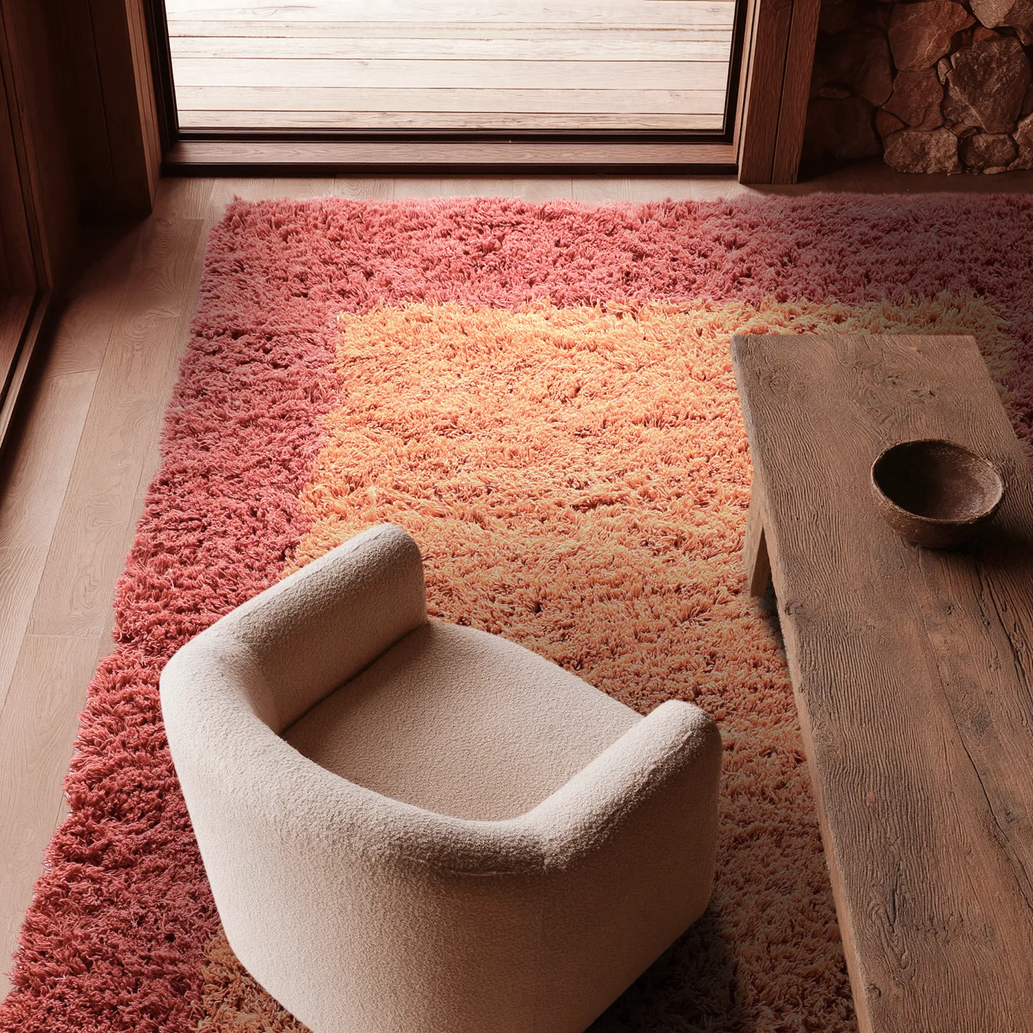 Wollen-vloerkleed - Khenifra Handknot Wool Premium (oranje/rood)