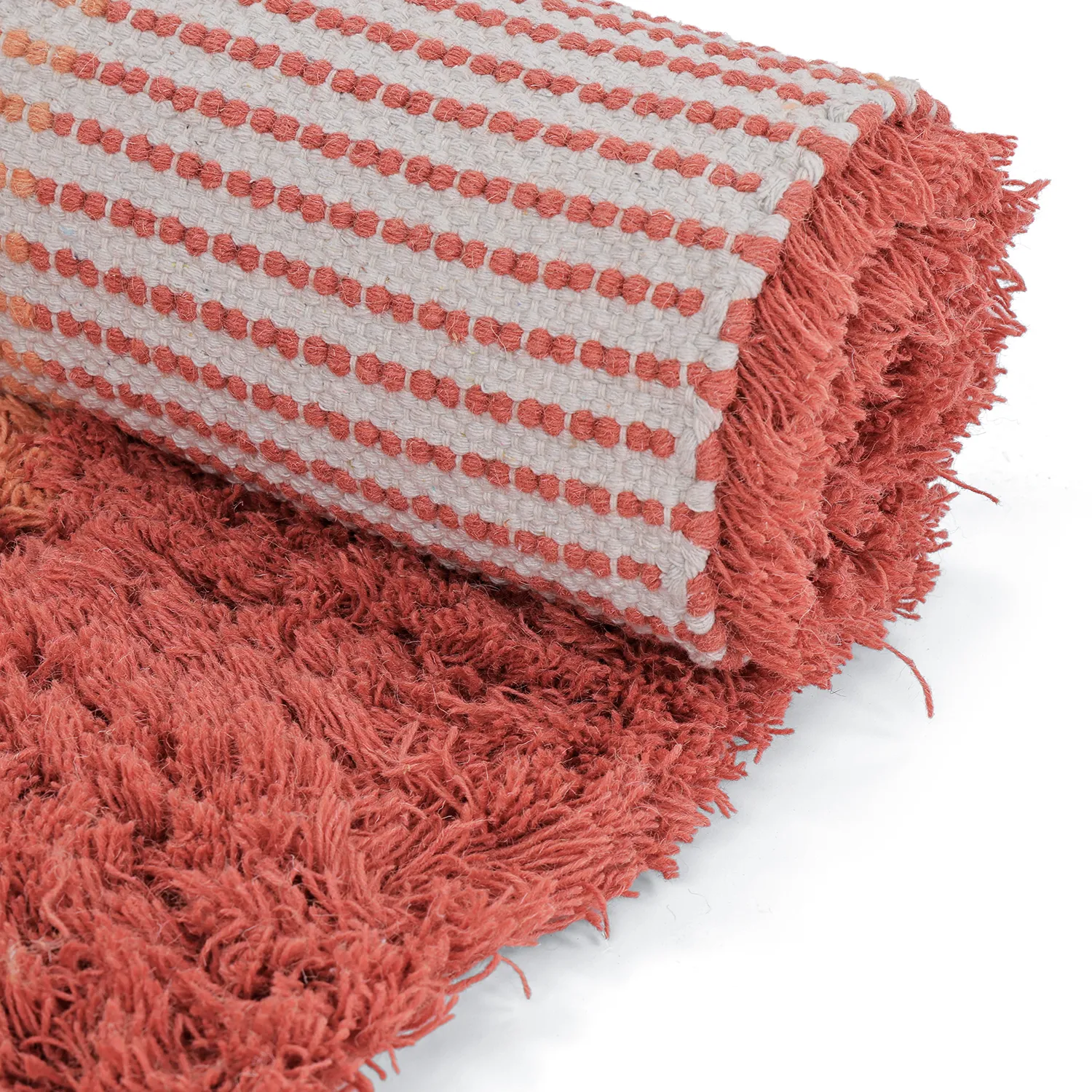 Wollen-vloerkleed - Khenifra Handknot Wool Premium (oranje/rood)