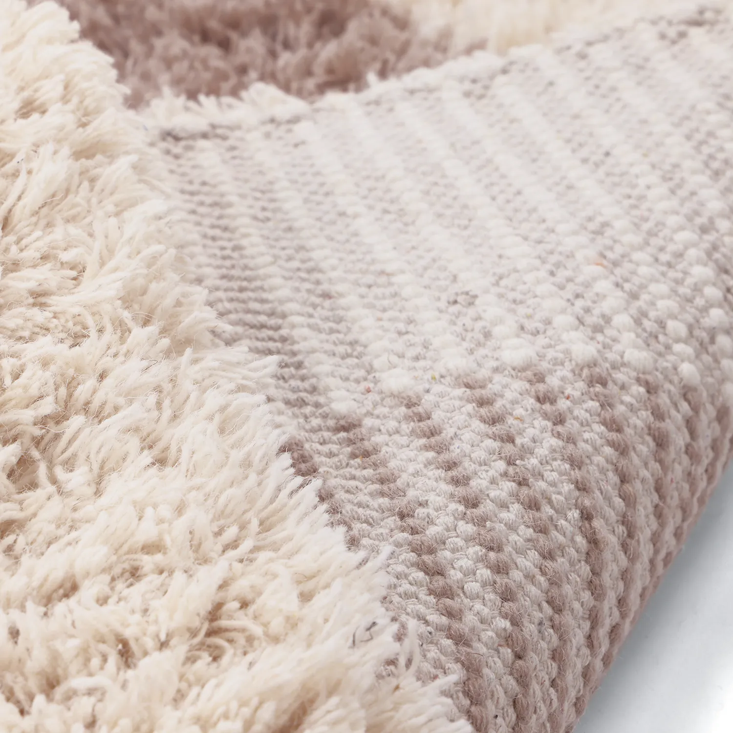 Wollen-vloerkleed - Khenifra Handknot Wool Premium (taupe/crème)