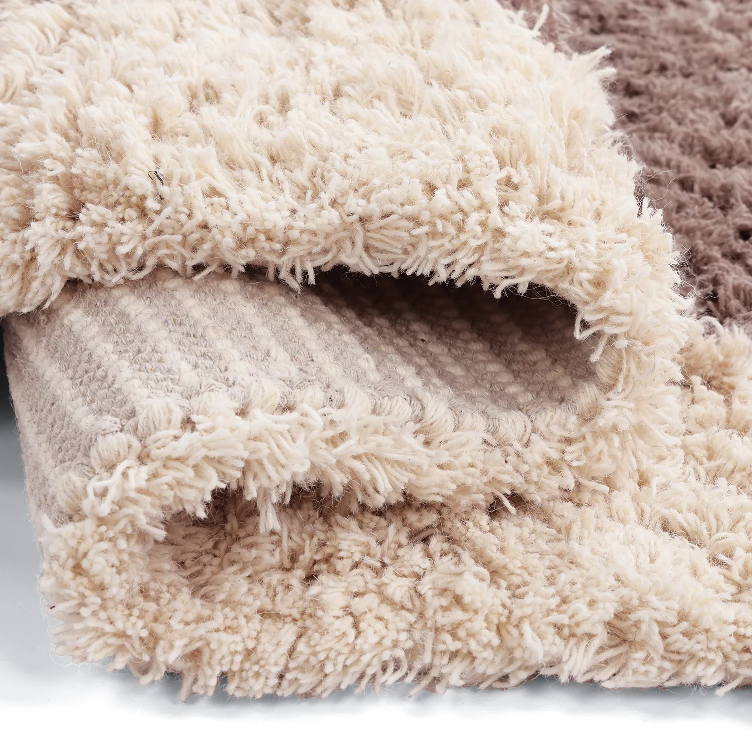 Wollen-vloerkleed - Khenifra Handknot Wool Premium (taupe/crème)