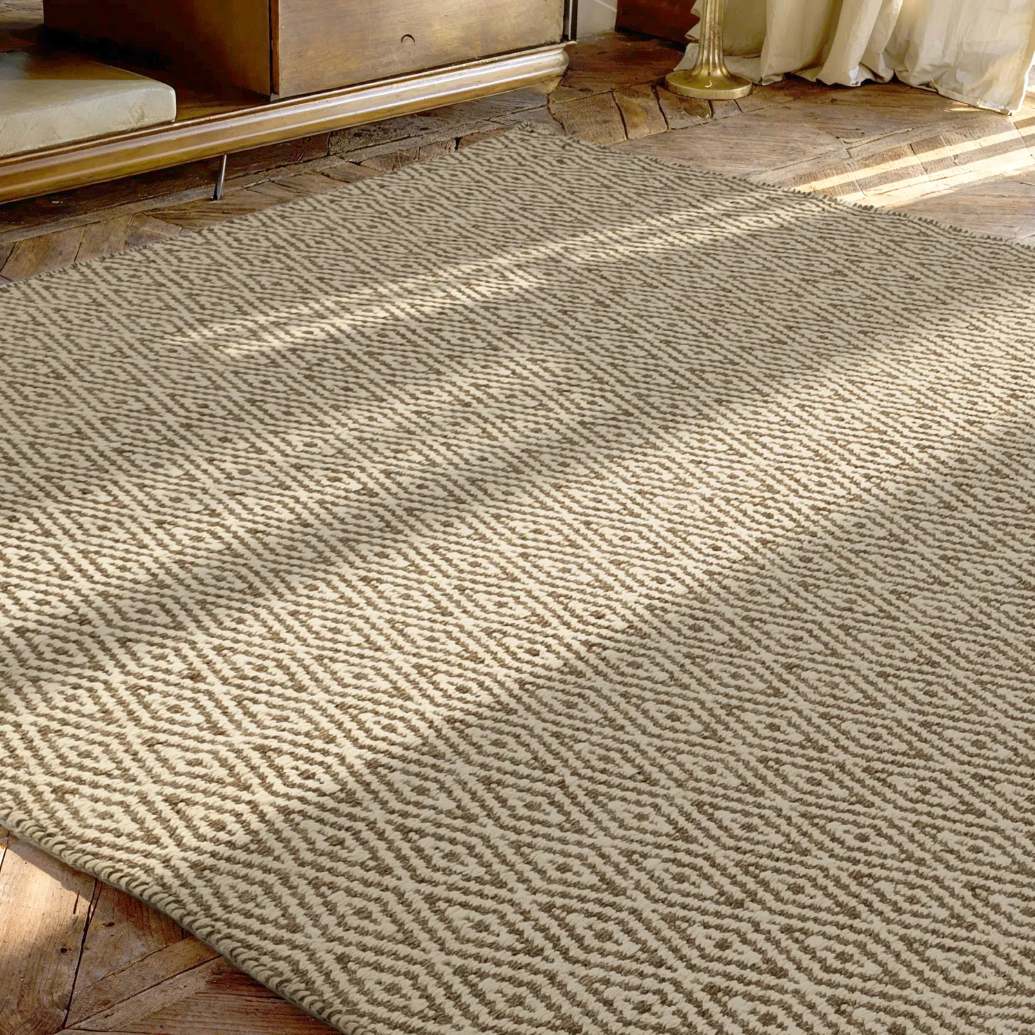 Wollen-vloerkleed - Monastir (bruin/wit)