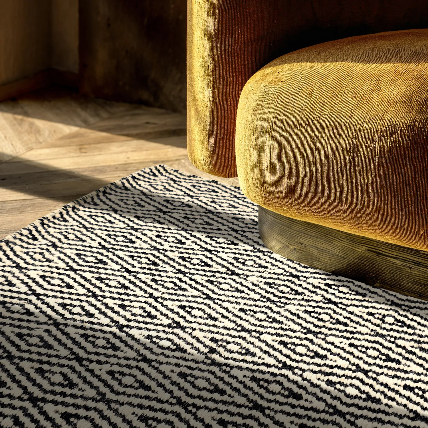 Wollen-vloerkleed - Monastir (zwart/wit)