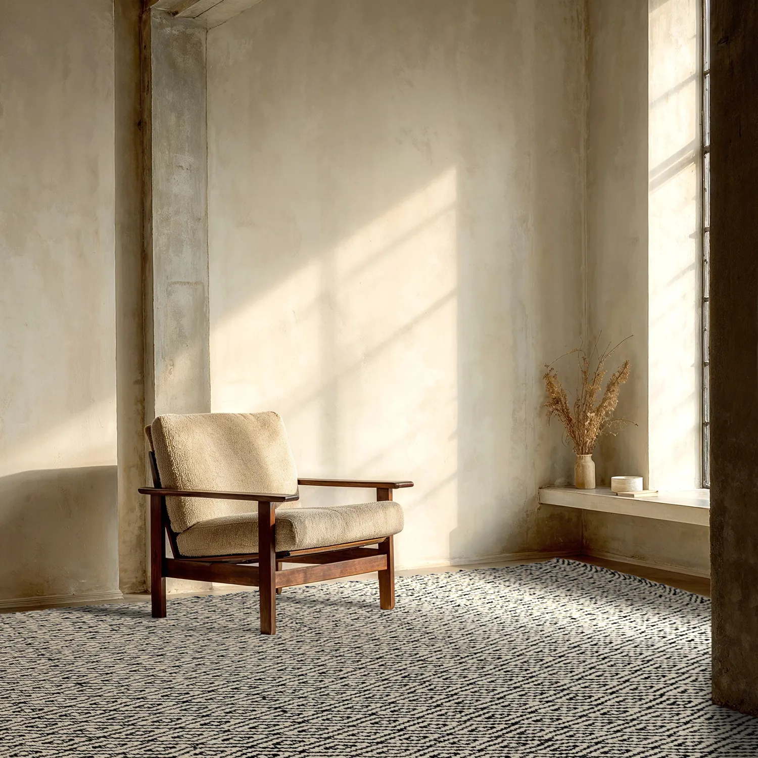 Wollen-vloerkleed - Monastir (zwart/wit)