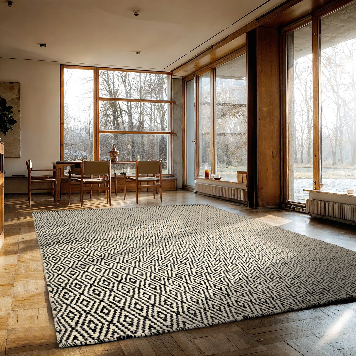 Wollen-vloerkleed - Monastir (zwart/wit)