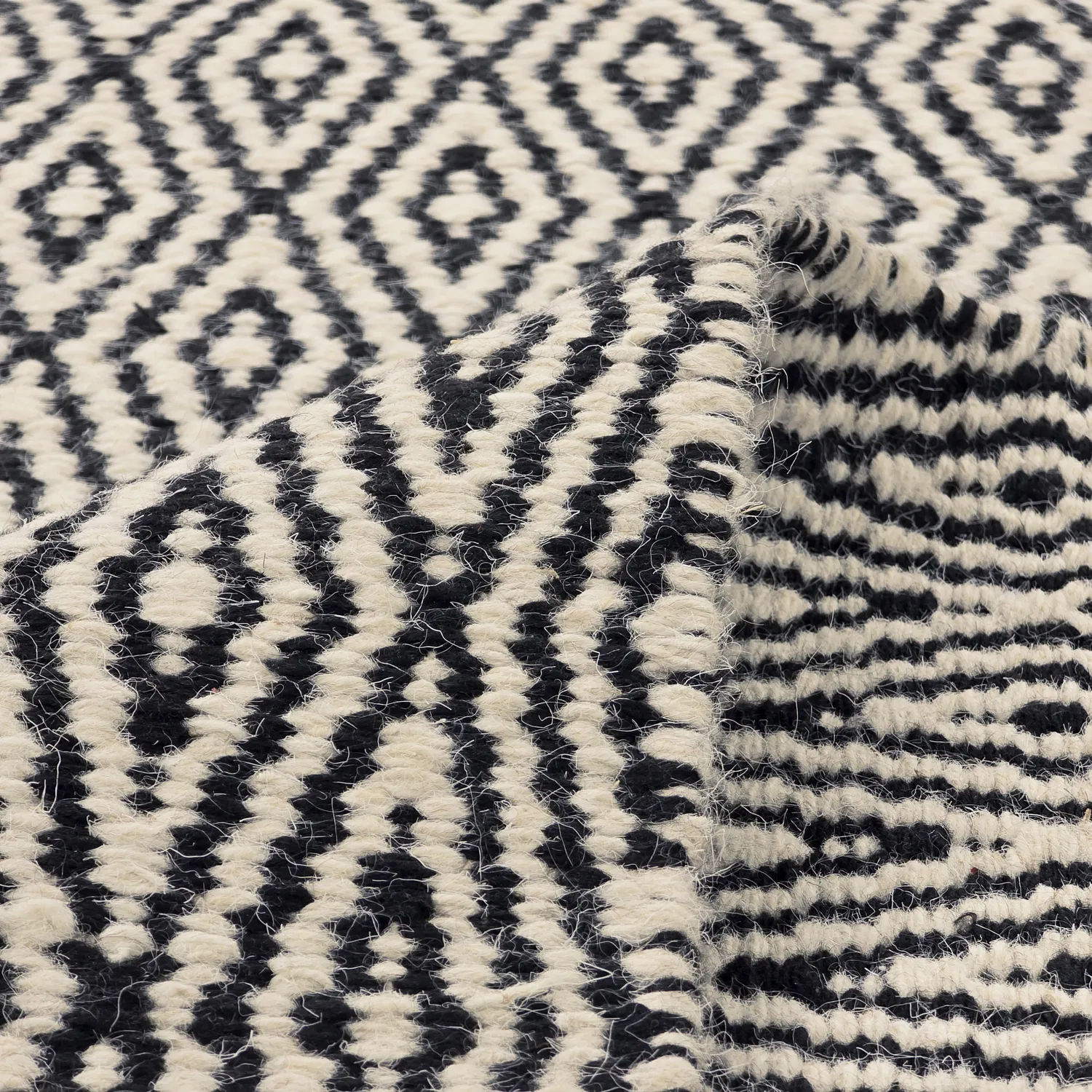 Wollen-vloerkleed - Monastir (zwart/wit)